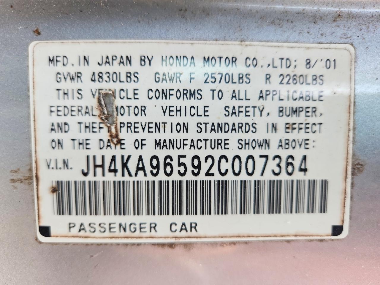 2002 Acura 3.5rl Silver vin: JH4KA96592C007364