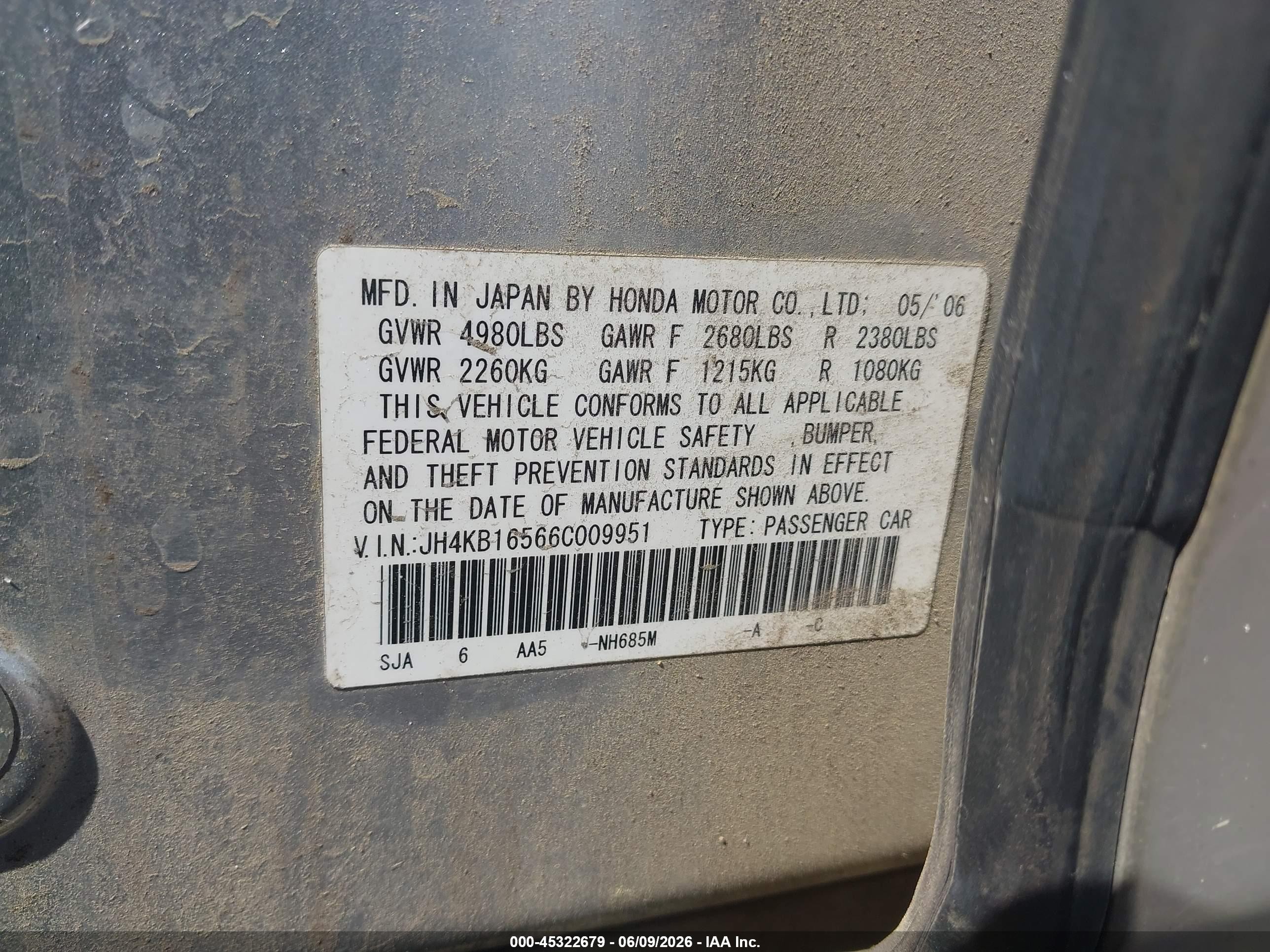 2006 Acura Rl 3.5 Silver vin: JH4KB16566C009951
