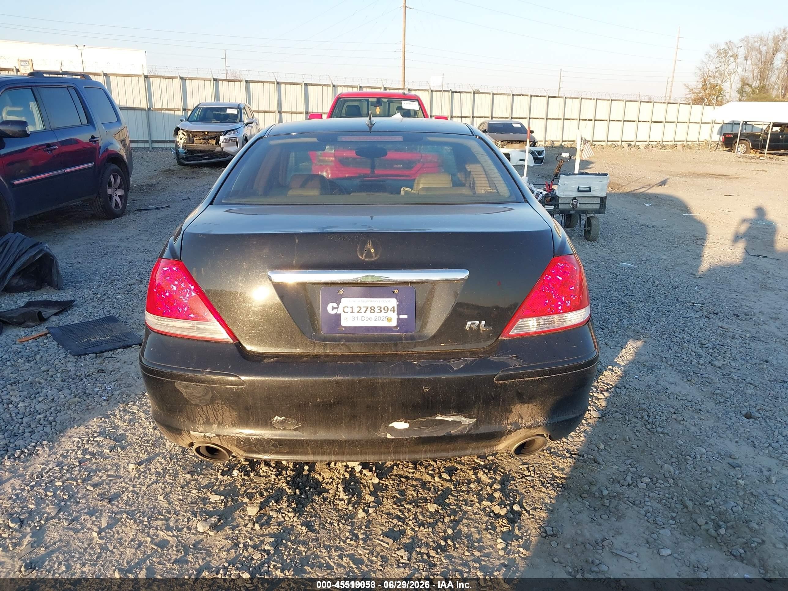 2005 Acura Rl 3.5 Black vin: JH4KB165X5C001138