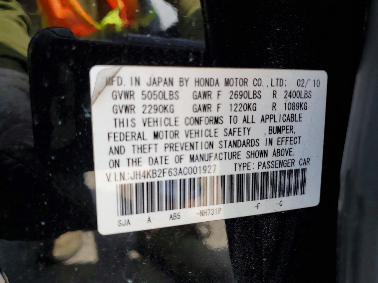2010 Acura Rl Черный vin: JH4KB2F63AC001927
