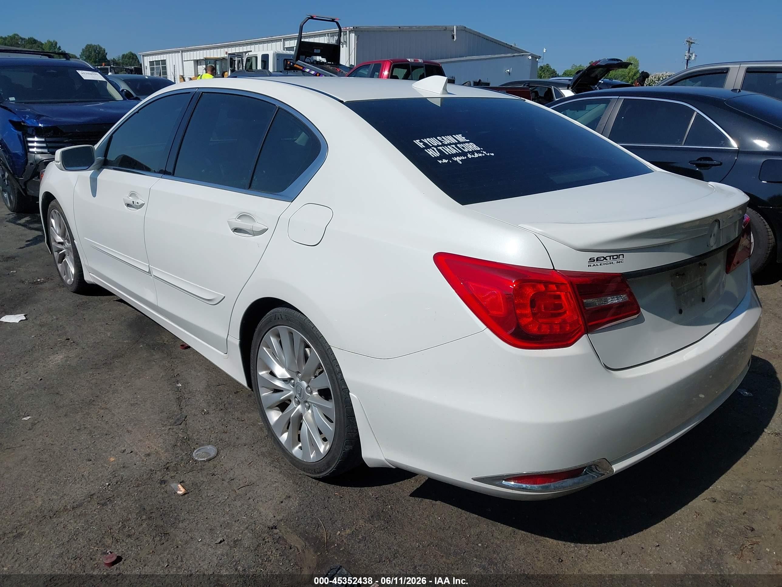 2014 Acura Rlx   White vin: JH4KC1F35EC002404