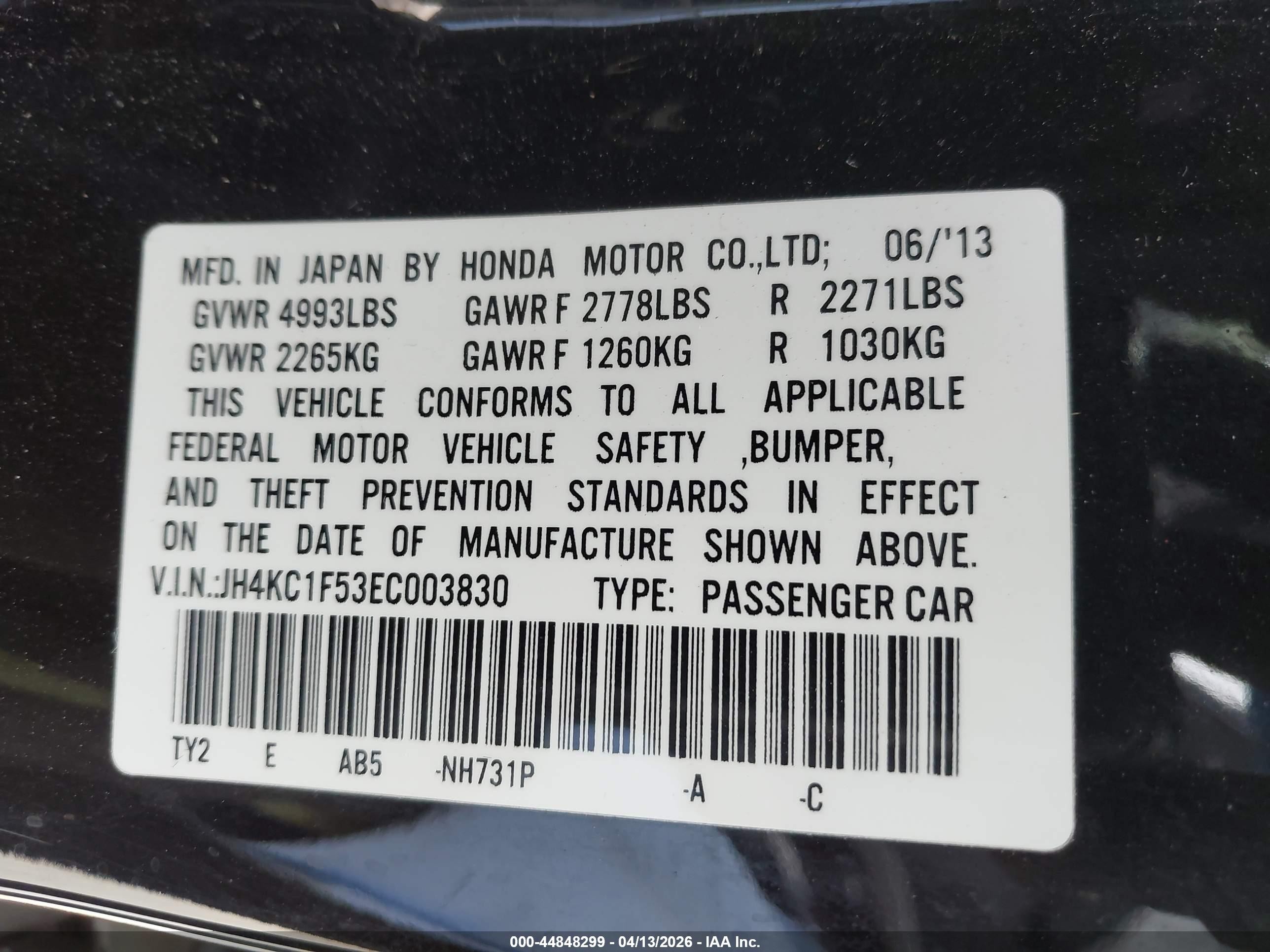 2014 Acura Rlx   Черный vin: JH4KC1F53EC003830