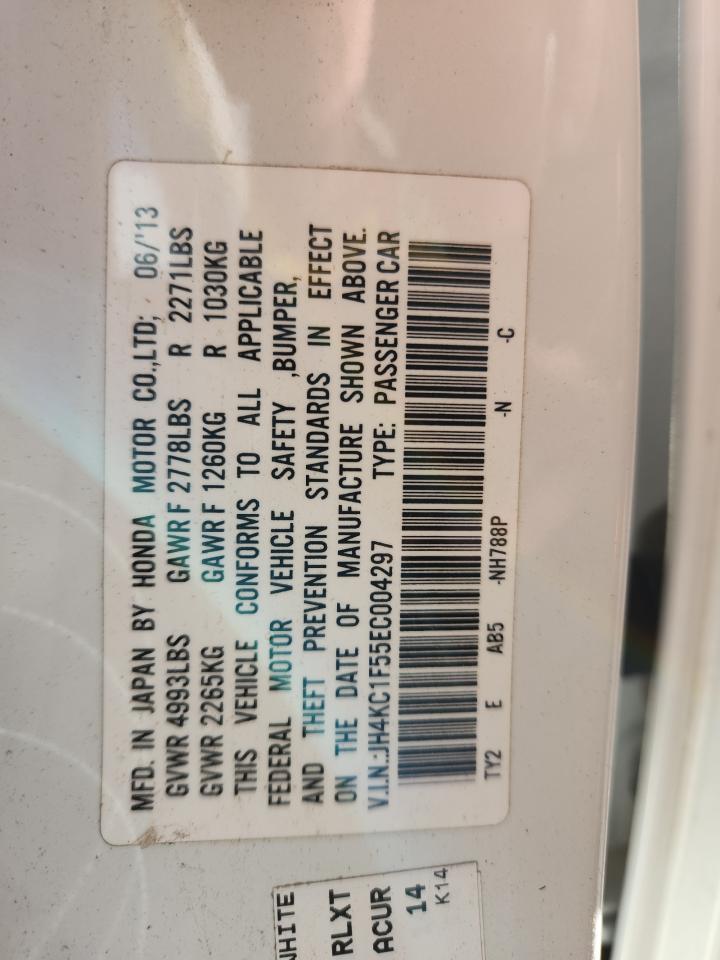 2014 Acura Rlx Tech Белый vin: JH4KC1F55EC004297