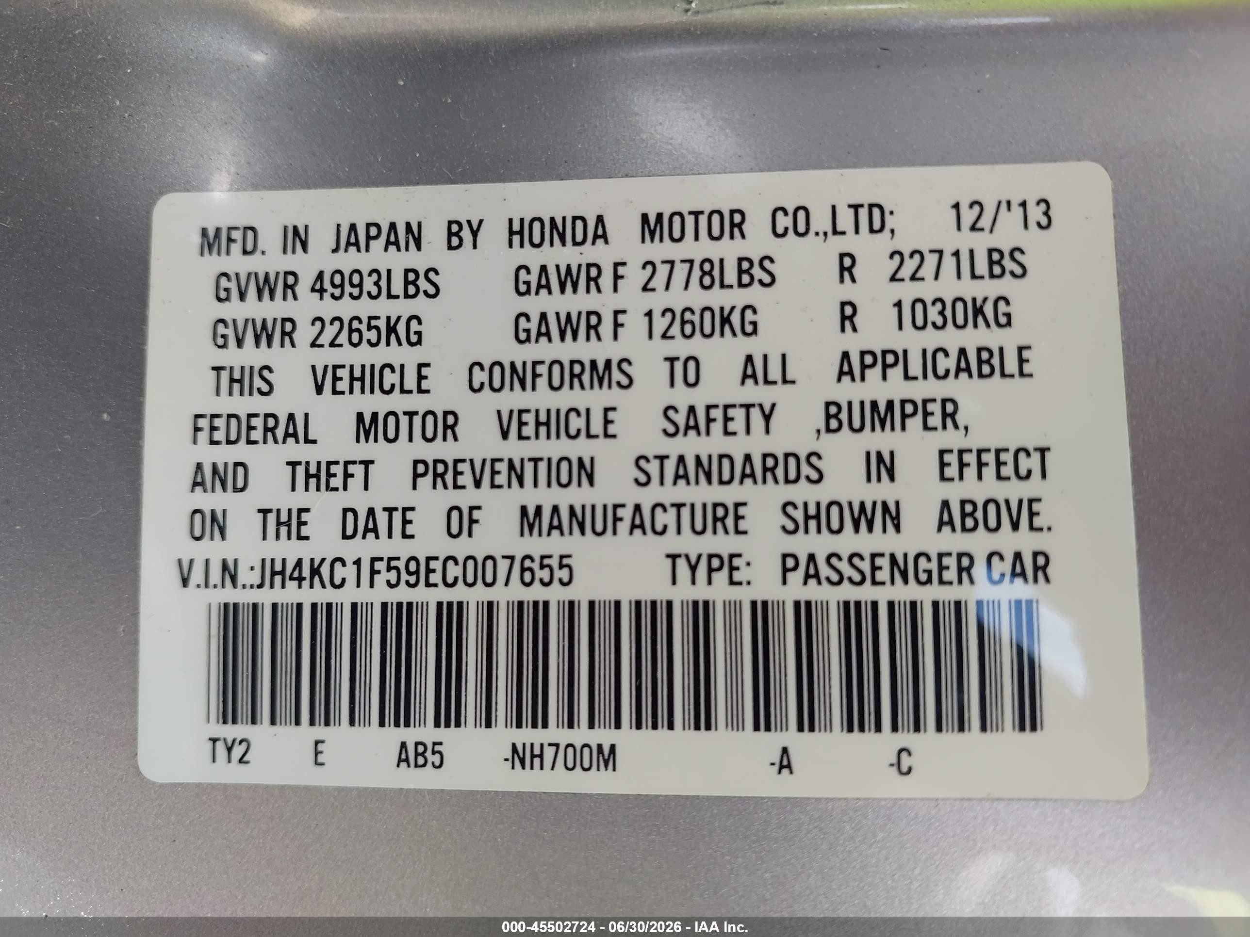 2014 Acura Rlx   Серебряный vin: JH4KC1F59EC007655