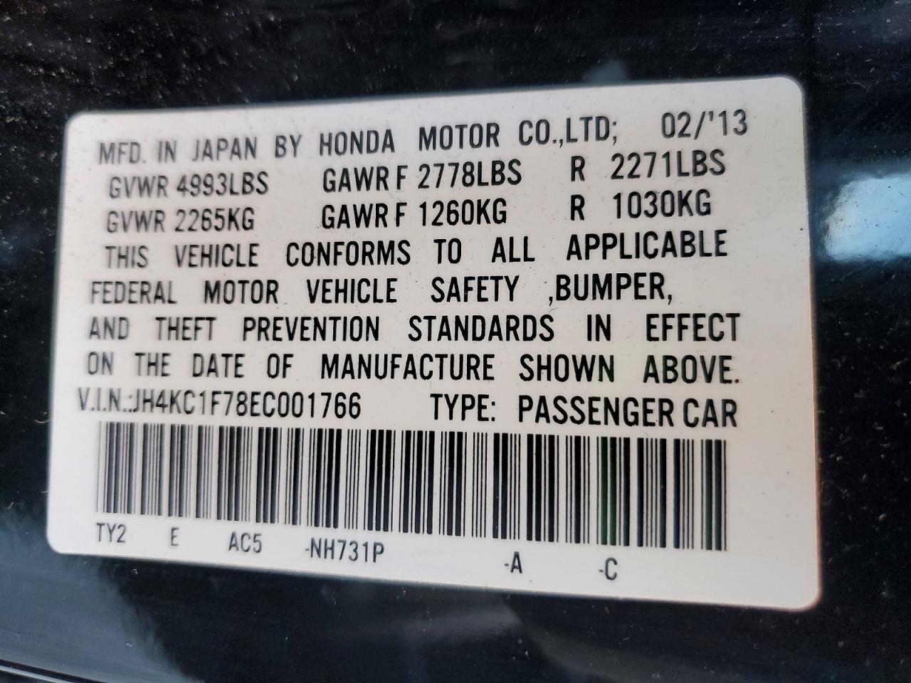 2014 Acura Rlx Tech-audio Black vin: JH4KC1F78EC001766
