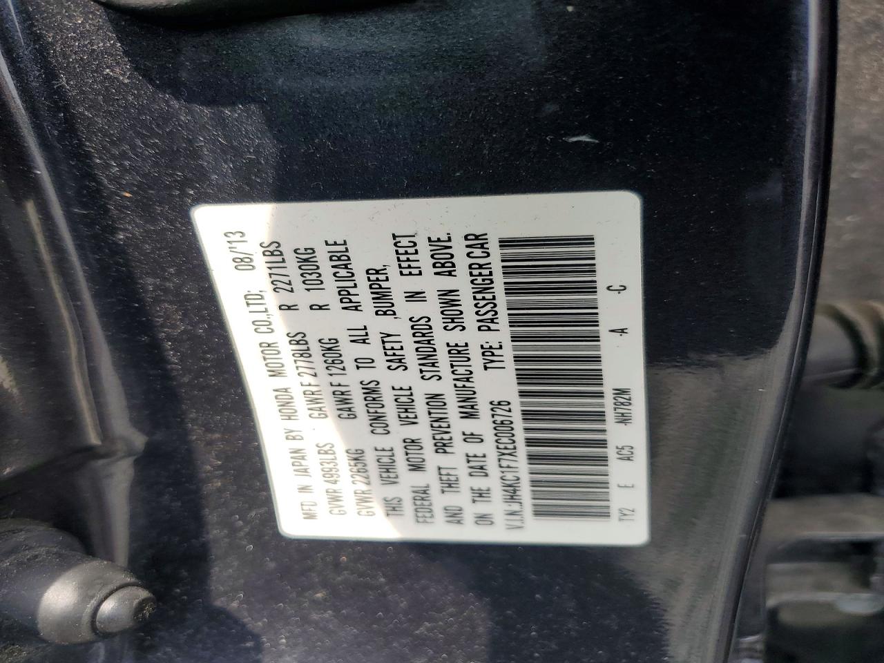 2014 Acura Rlx Tech-audio Gray vin: JH4KC1F7XEC006726