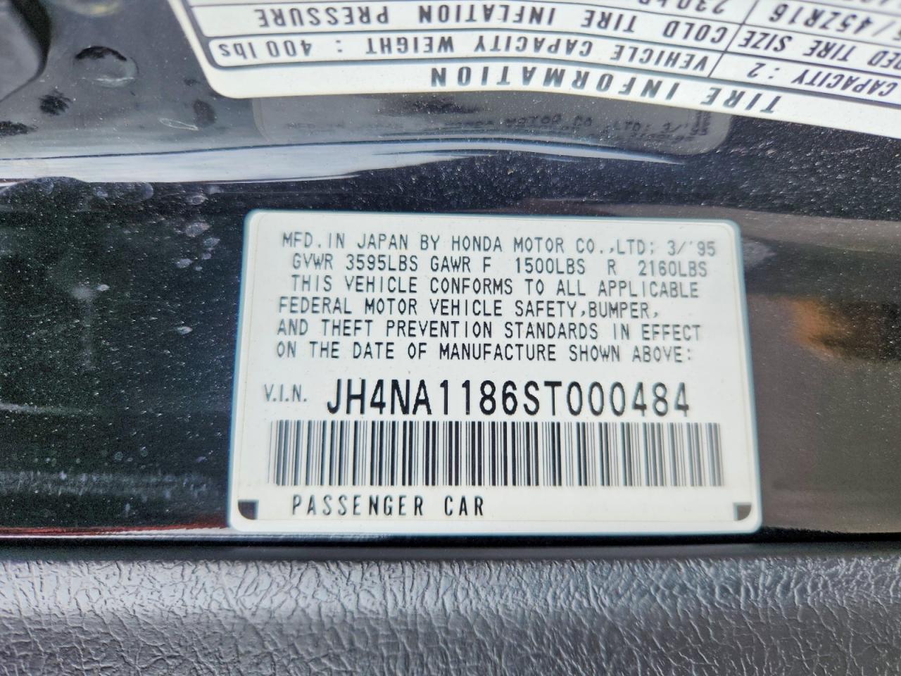 1995 Acura Nsx T Black vin: JH4NA1186ST000484