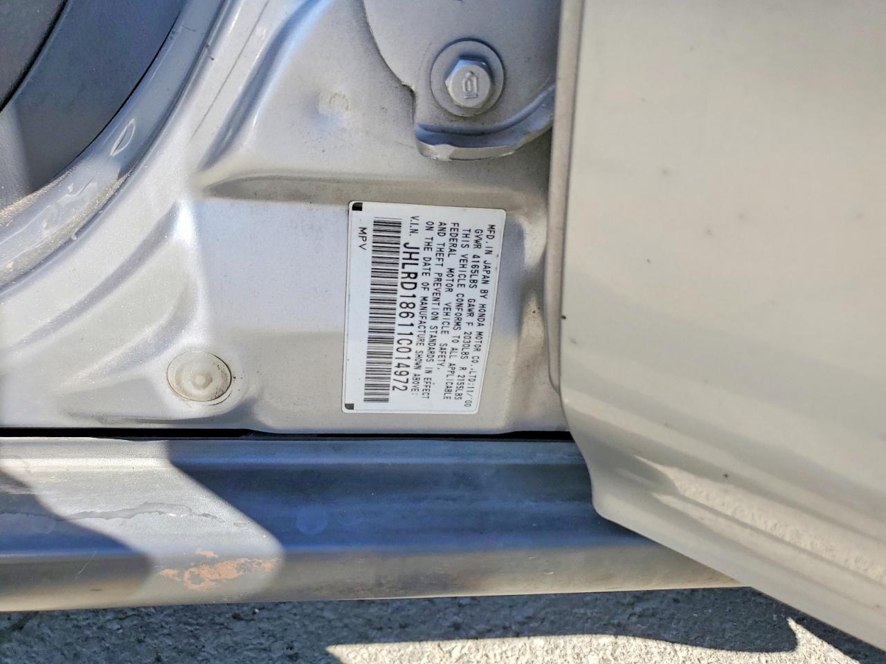 2001 Honda Cr-v Ex Silver vin: JHLRD18611C014972