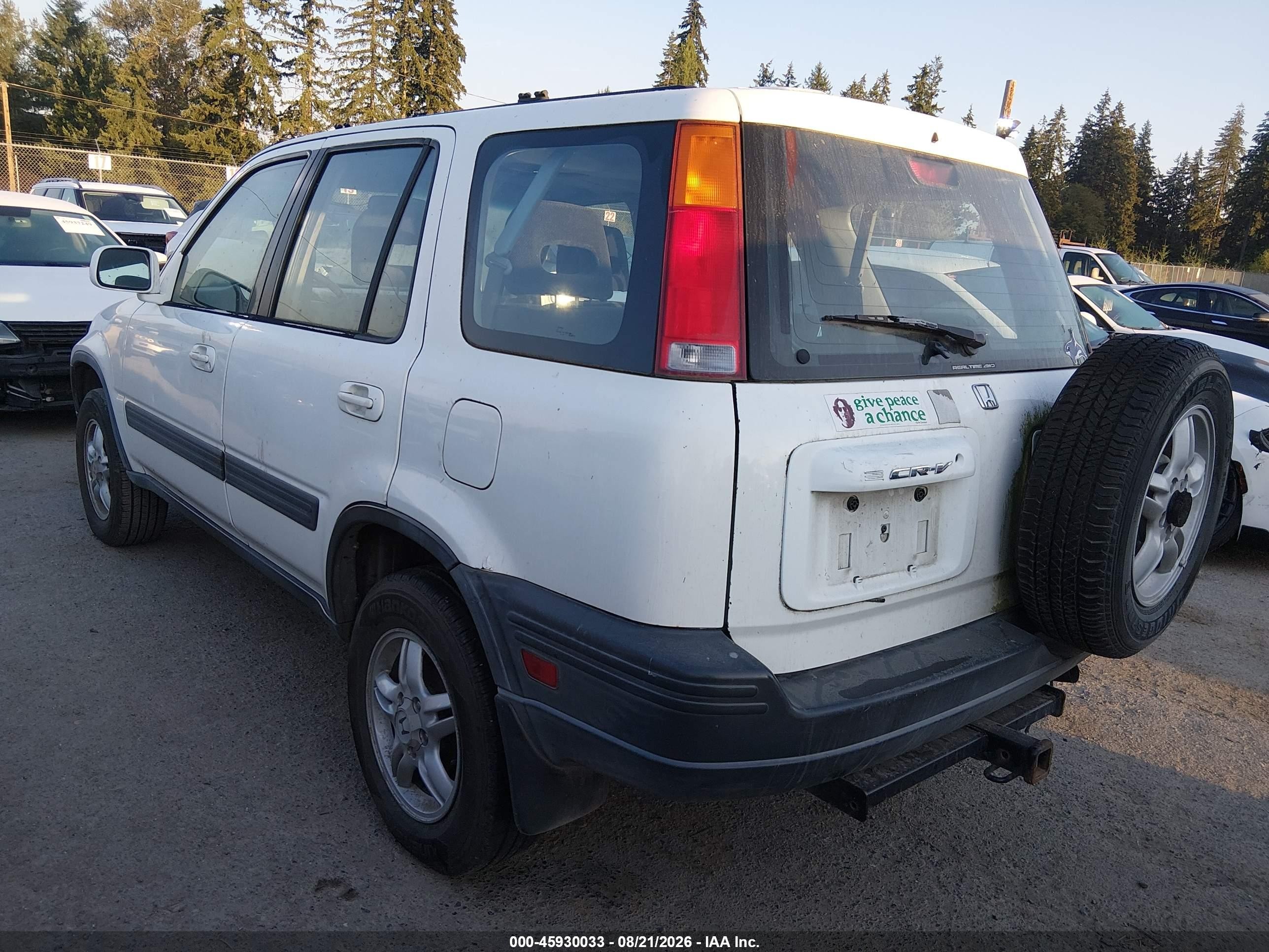 1999 Honda Cr-v Ex White vin: JHLRD1863XC047044