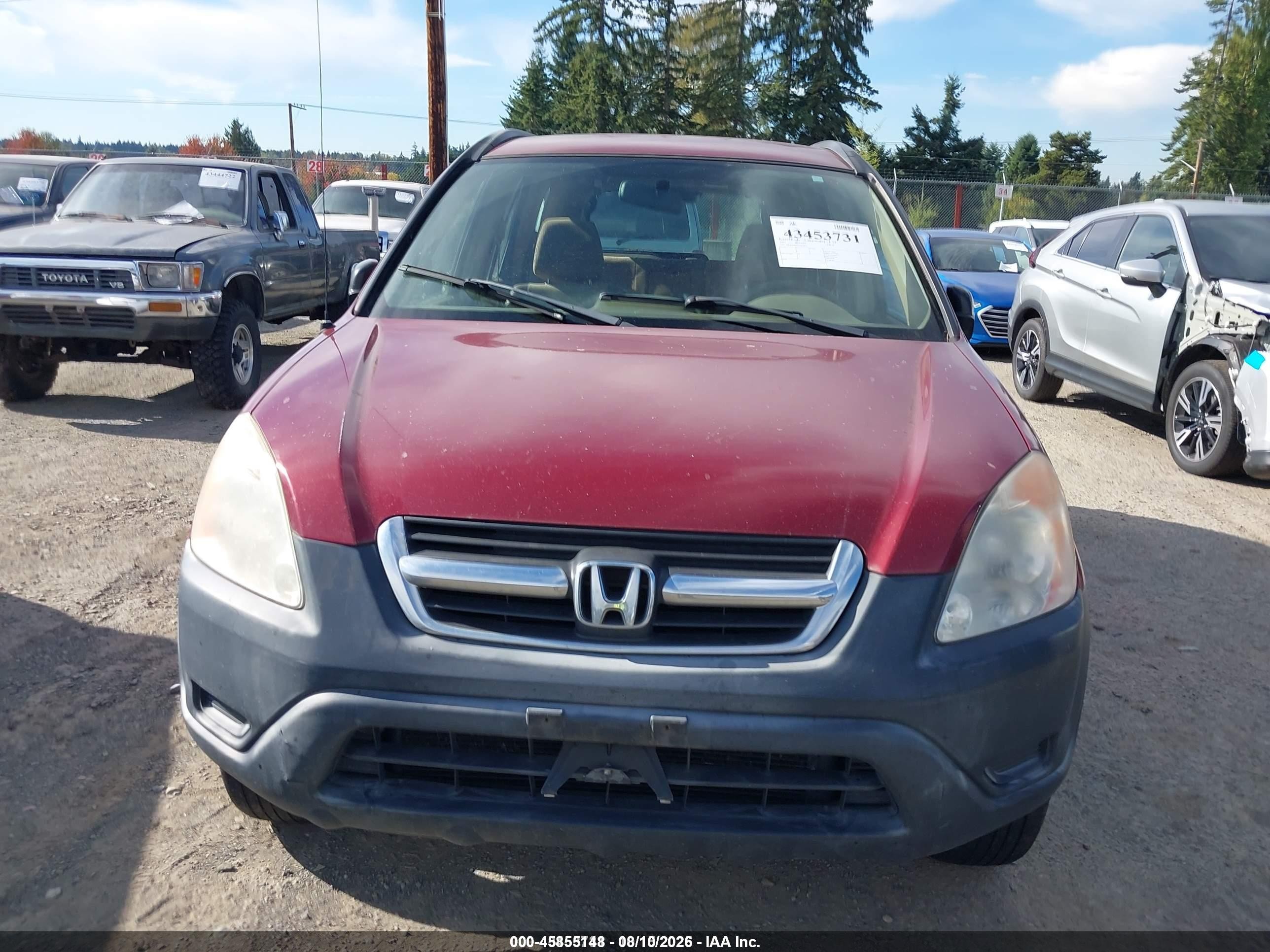 2002 Honda Cr-v Lx Burgundy vin: JHLRD68442C007429