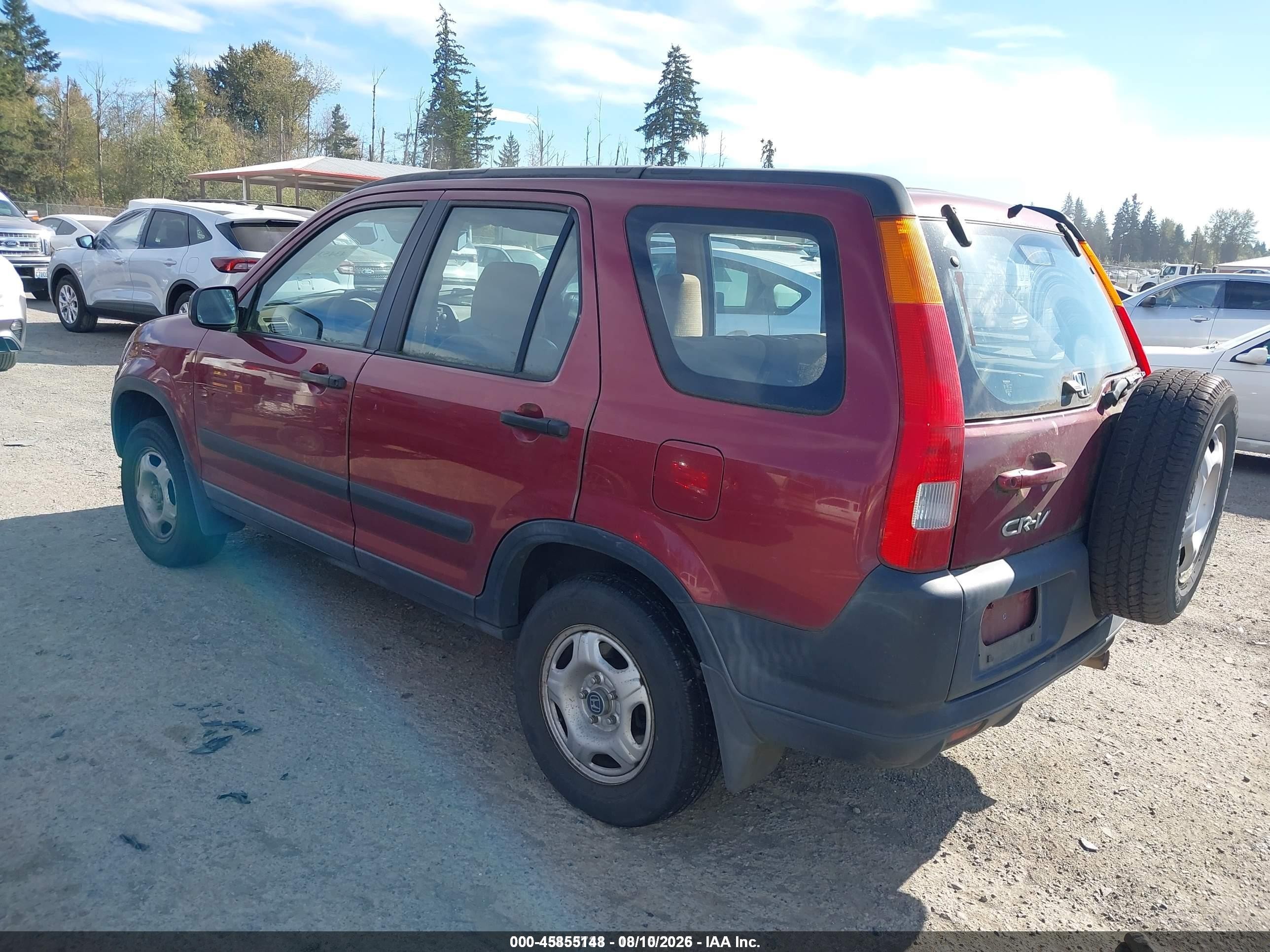 2002 Honda Cr-v Lx Burgundy vin: JHLRD68442C007429