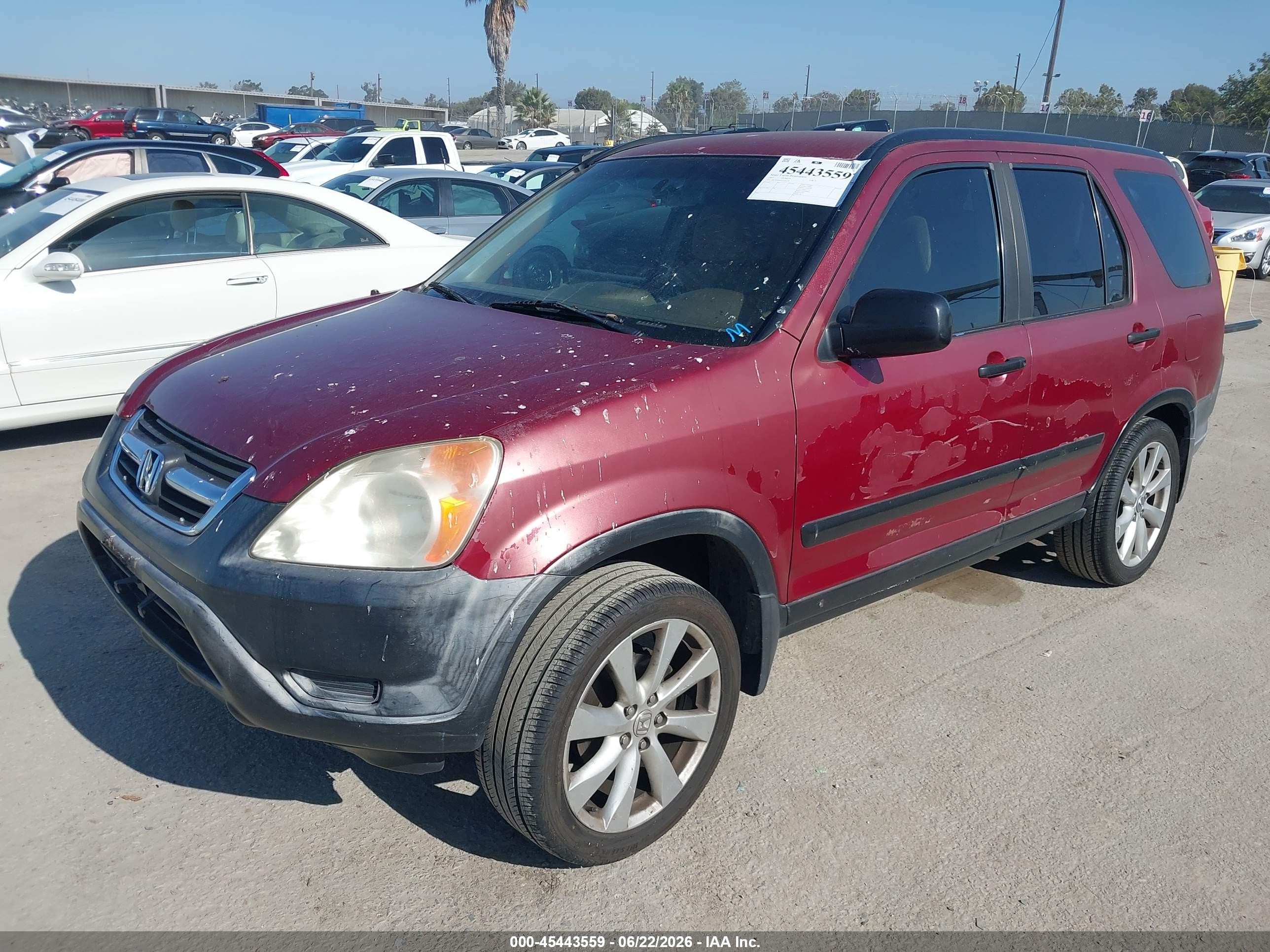 2003 Honda Cr-v Lx Burgundy vin: JHLRD68463C016229