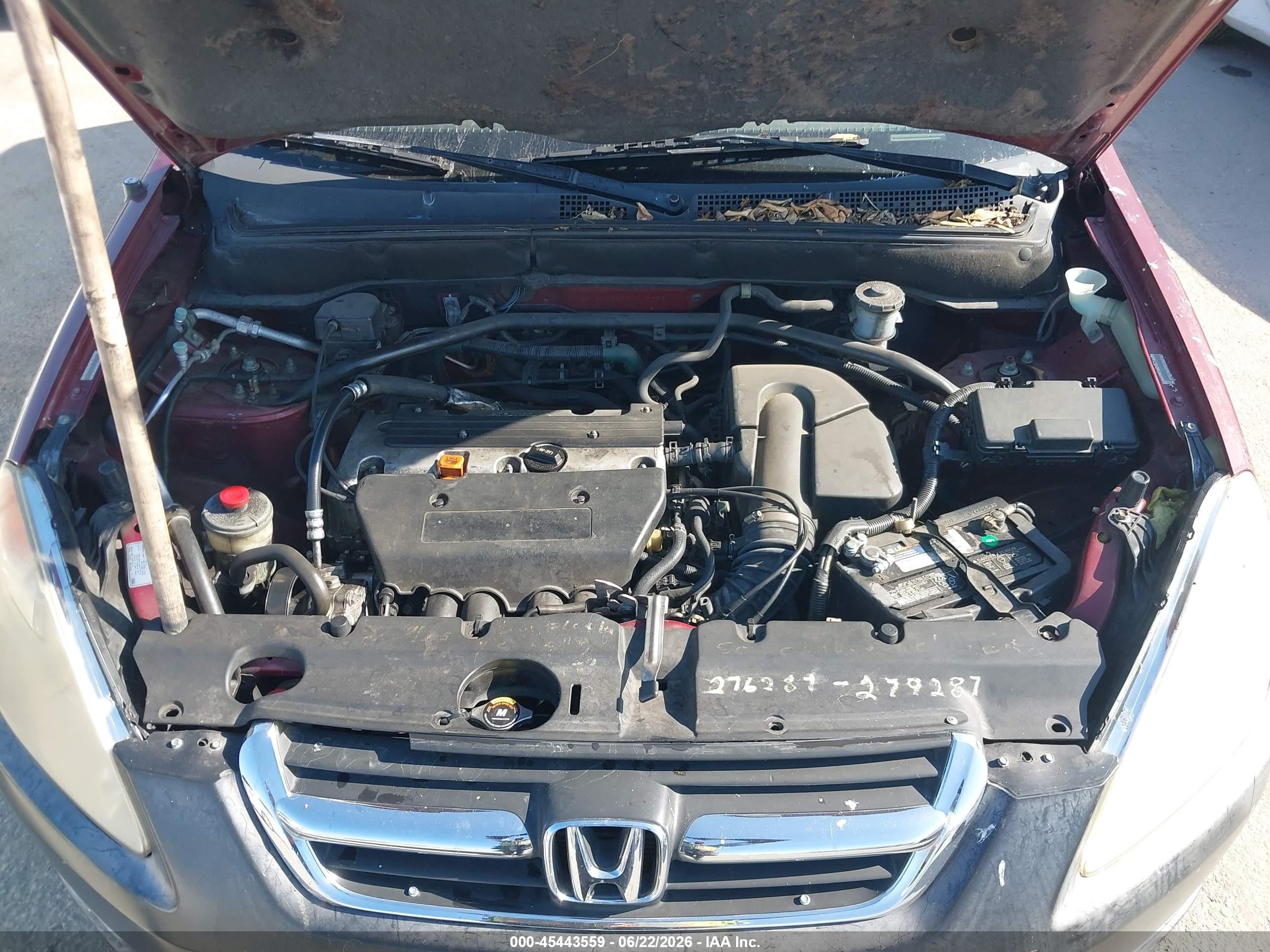 2003 Honda Cr-v Lx Burgundy vin: JHLRD68463C016229