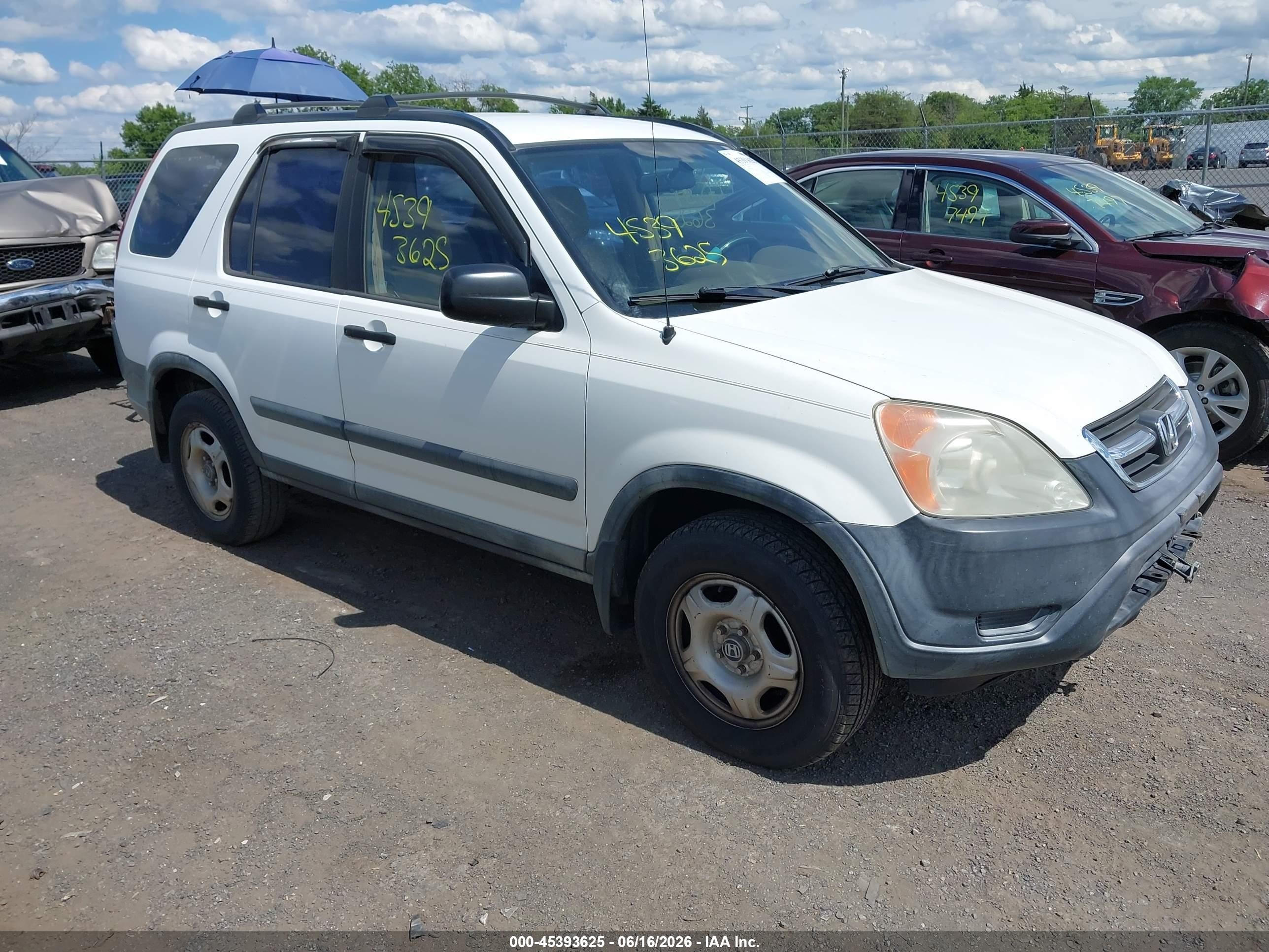 2002 Honda Cr-v Lx White vin: JHLRD68492C016854
