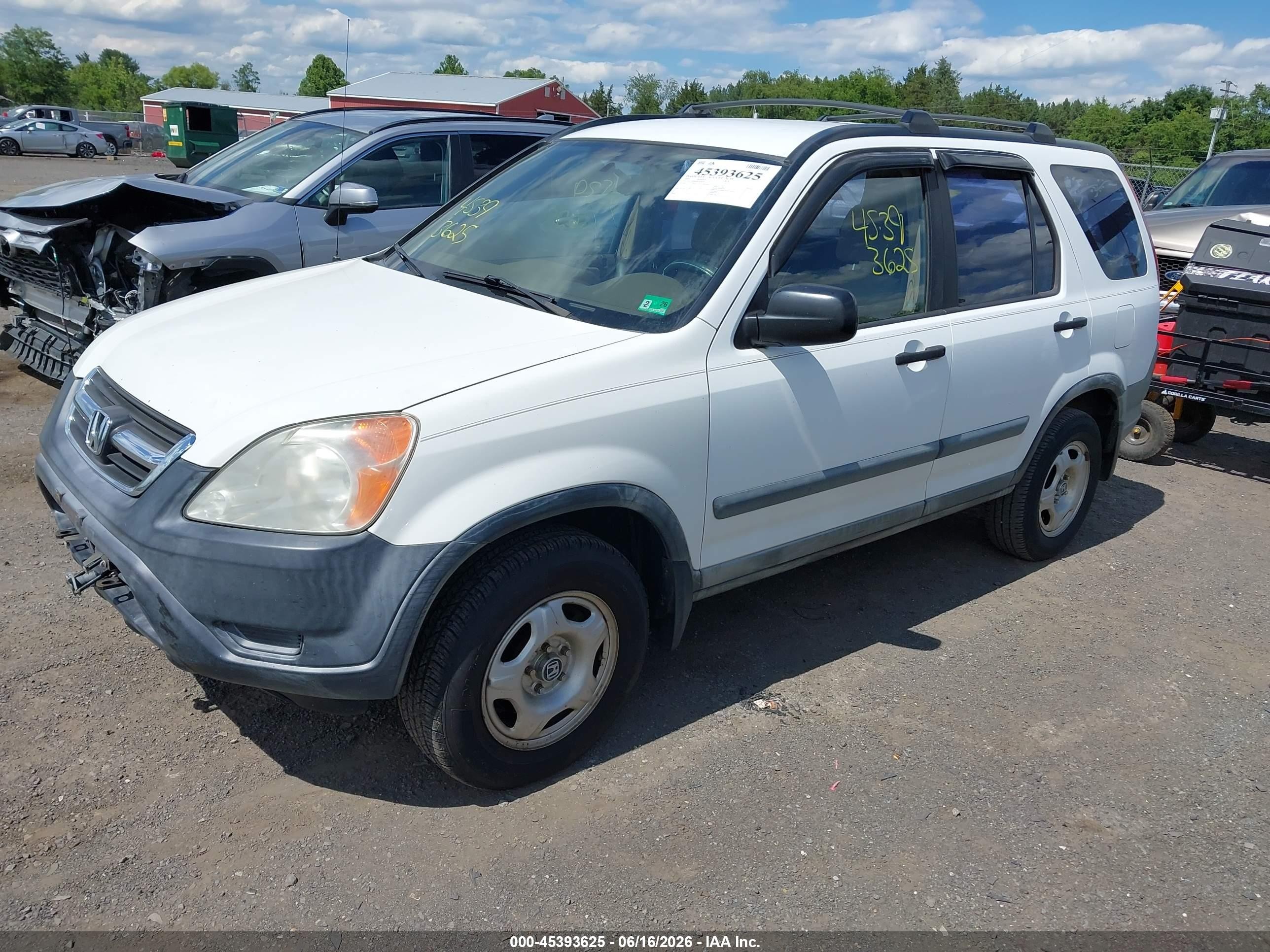 2002 Honda Cr-v Lx White vin: JHLRD68492C016854