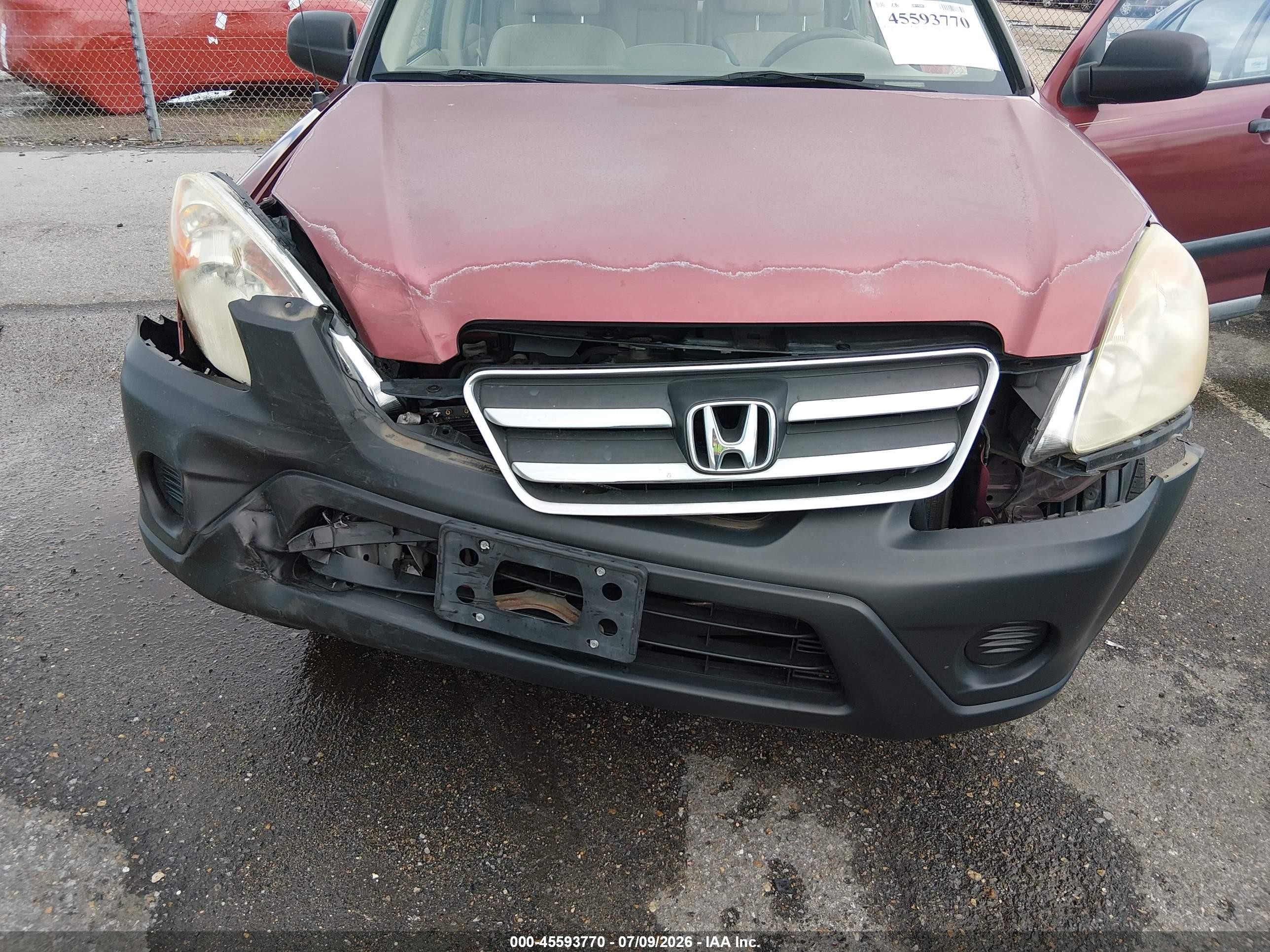 2006 Honda Cr-v Lx Red vin: JHLRD68506C011041