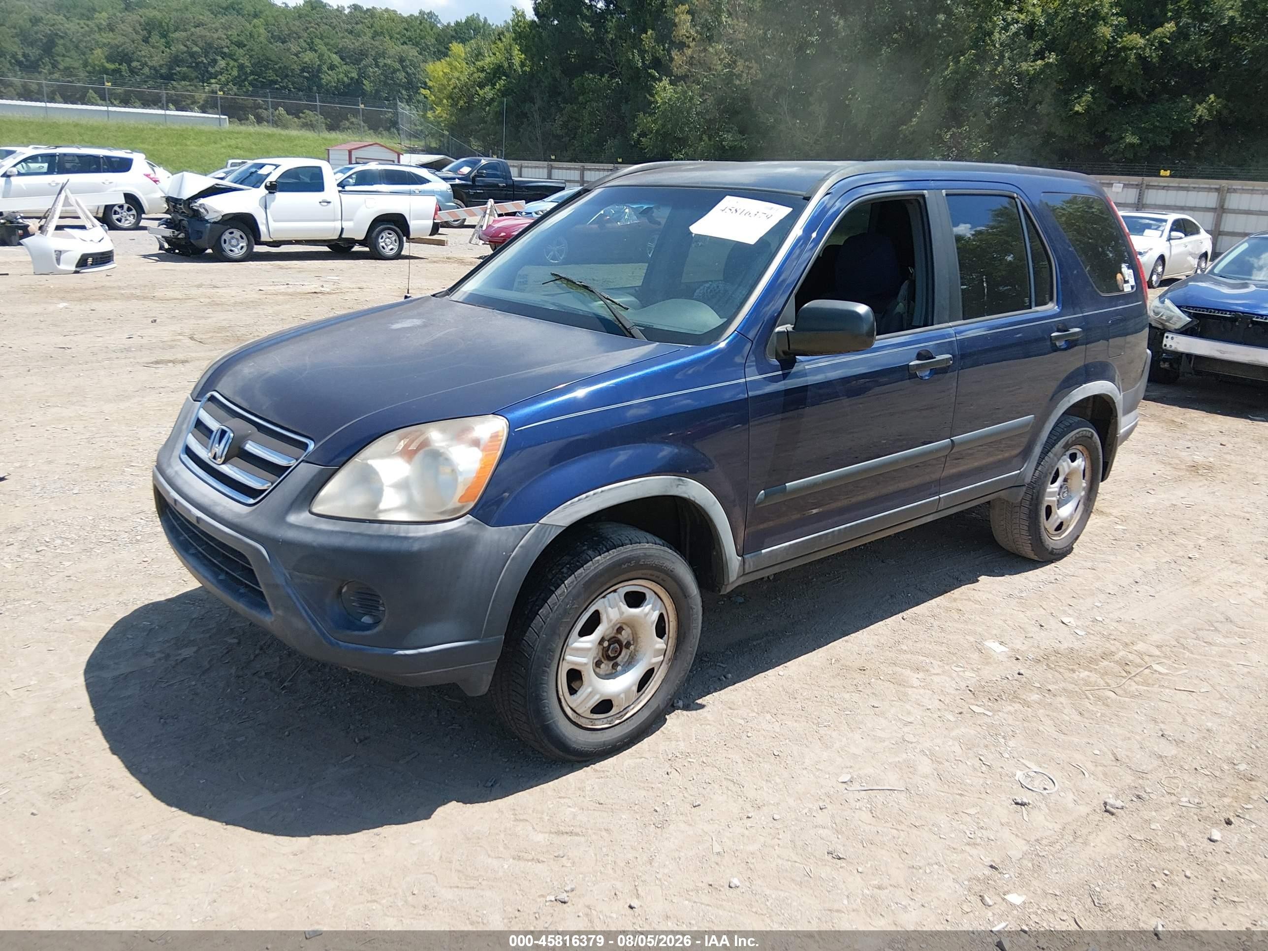 2005 Honda Cr-v Lx Blue vin: JHLRD68515C015856