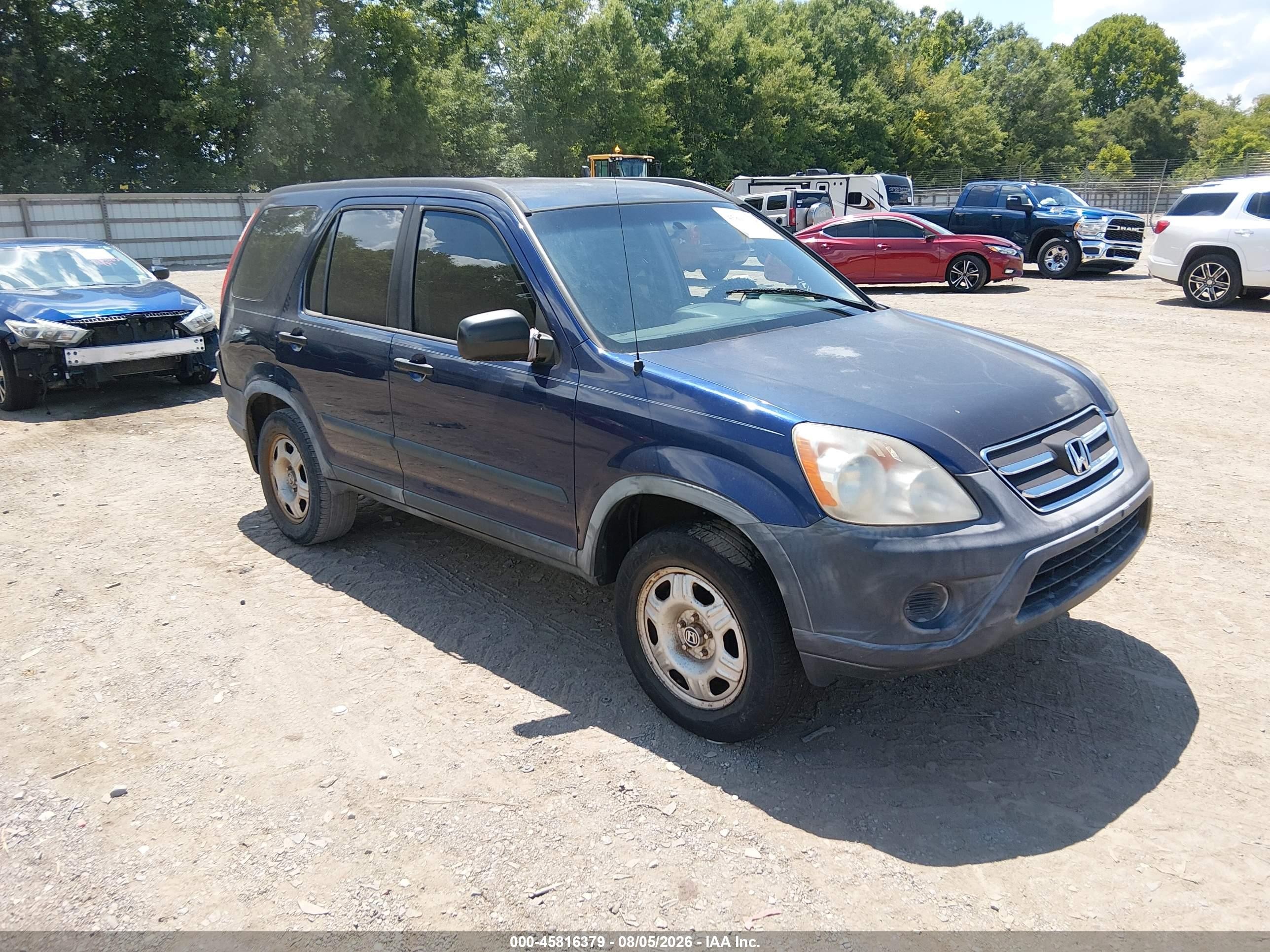 2005 Honda Cr-v Lx Blue vin: JHLRD68515C015856