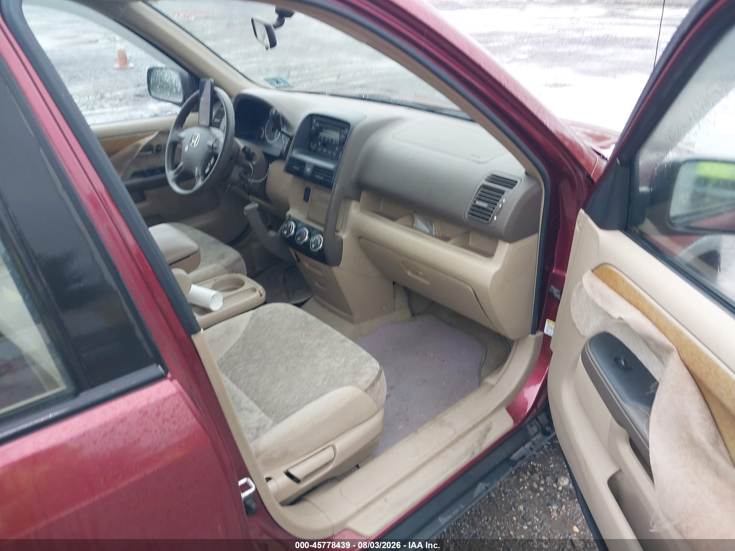 2005 Honda Cr-v Lx Burgundy vin: JHLRD68545C010392