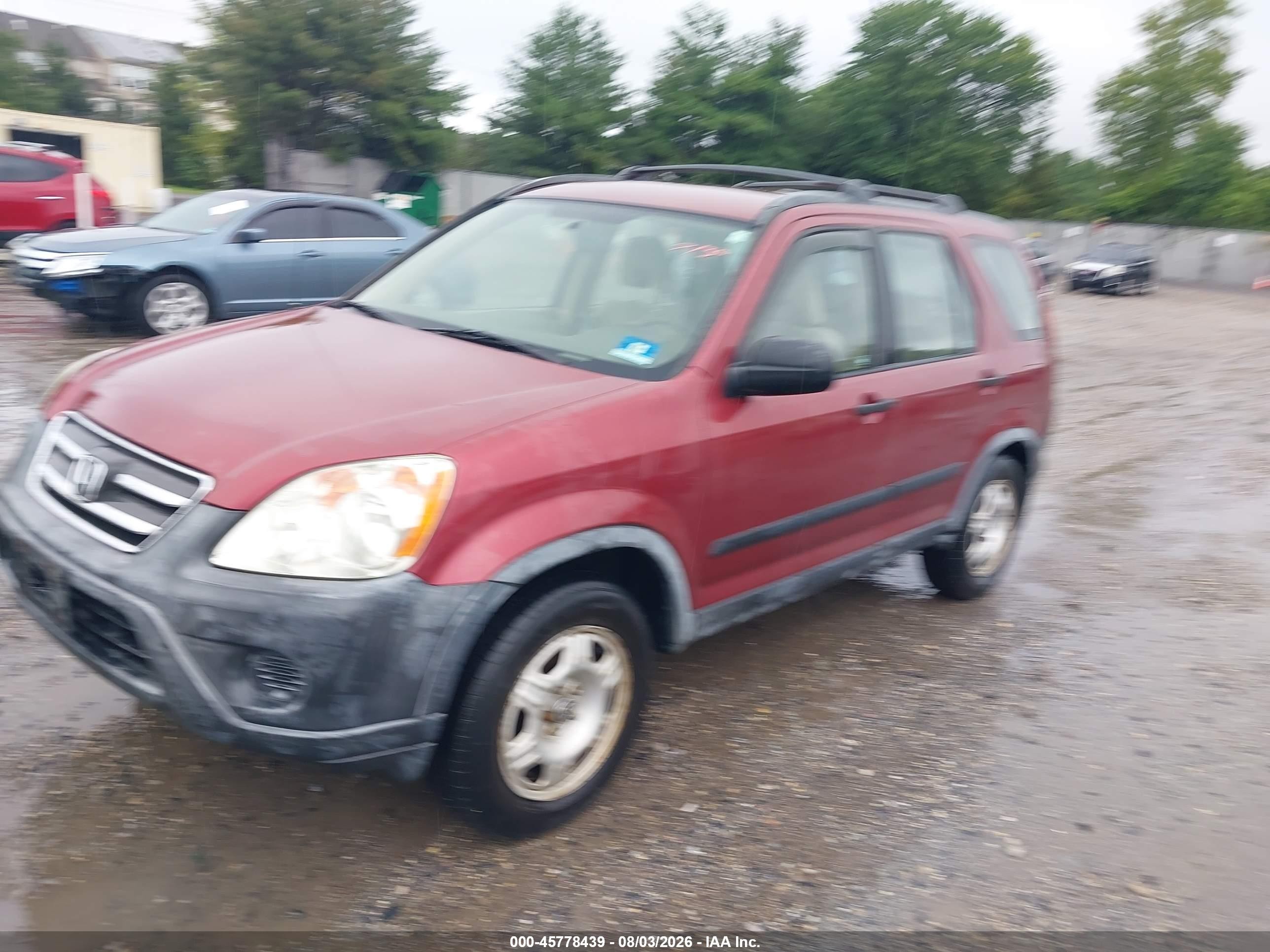 2005 Honda Cr-v Lx Burgundy vin: JHLRD68545C010392