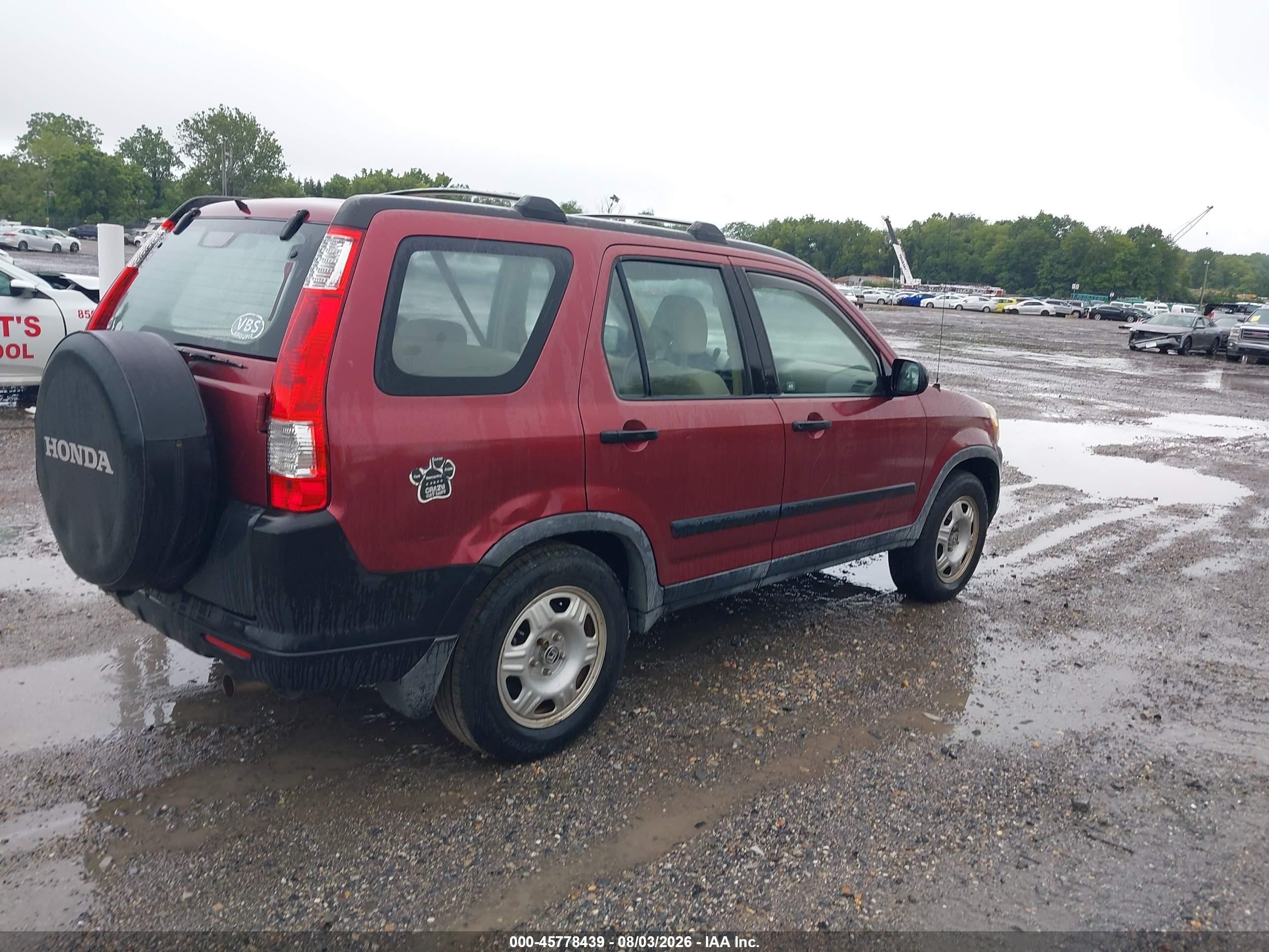 2005 Honda Cr-v Lx Burgundy vin: JHLRD68545C010392