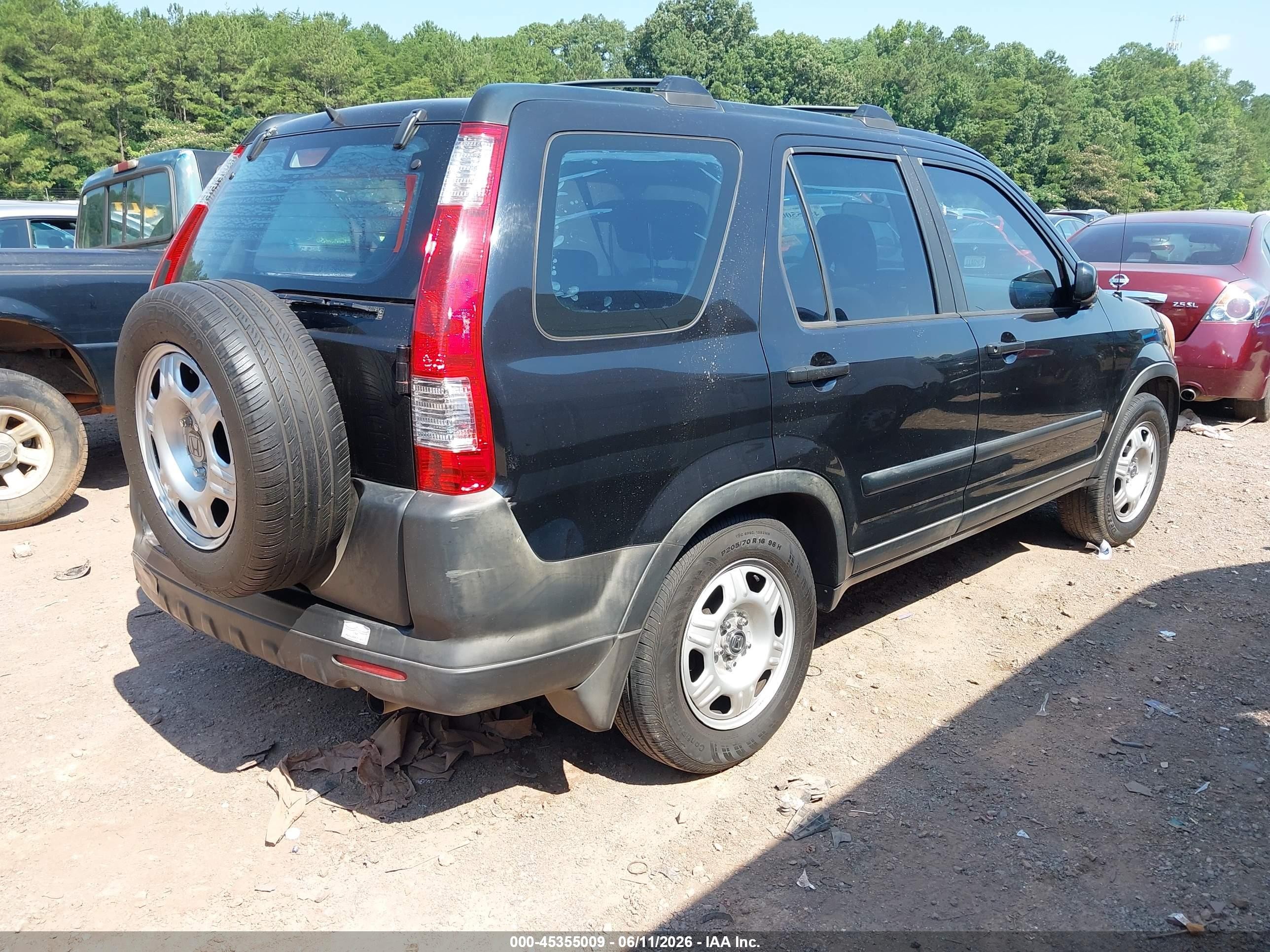2006 Honda Cr-v Lx Black vin: JHLRD68546C006229