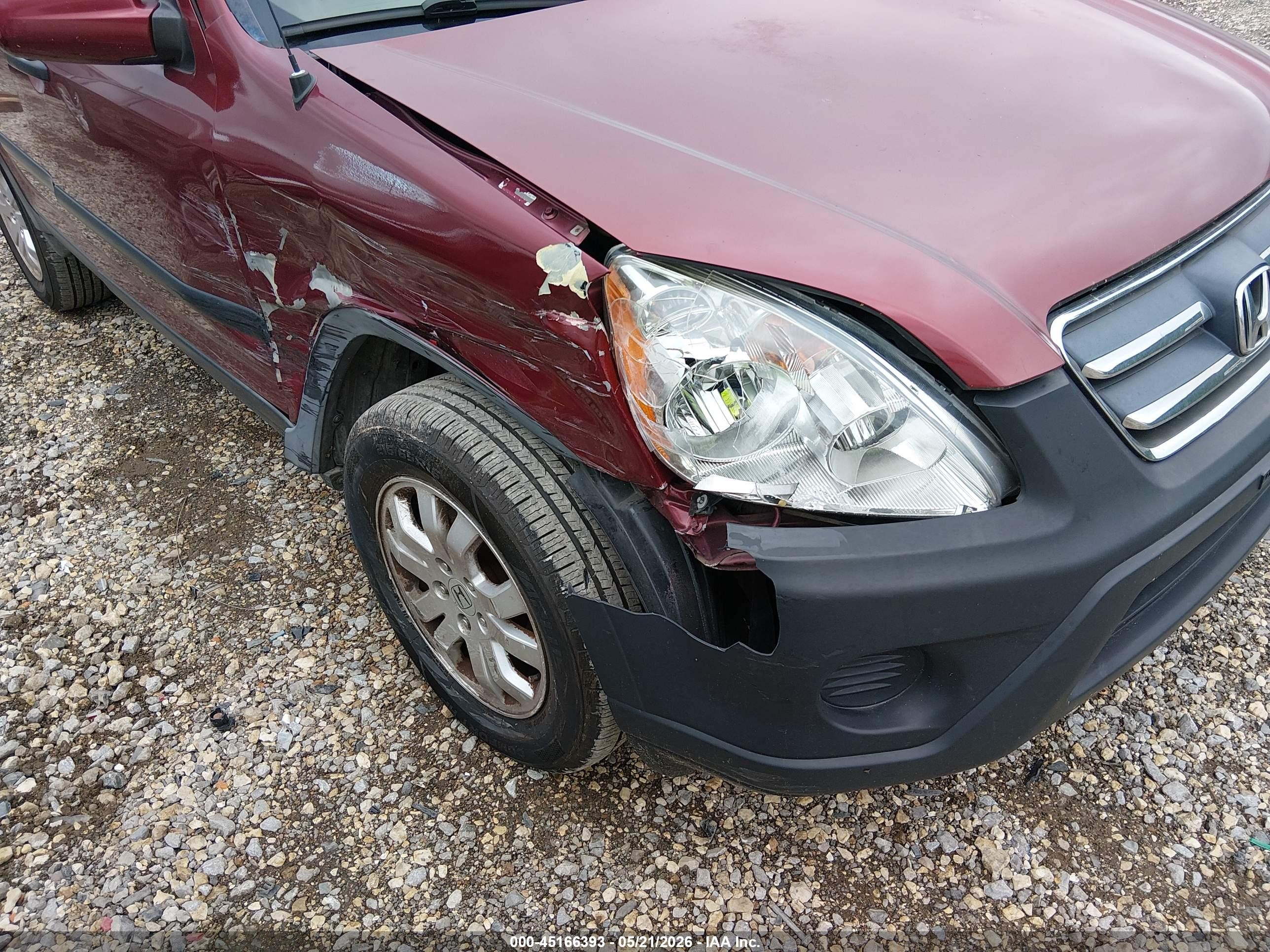 2006 Honda Cr-v Ex Maroon vin: JHLRD68856C019792