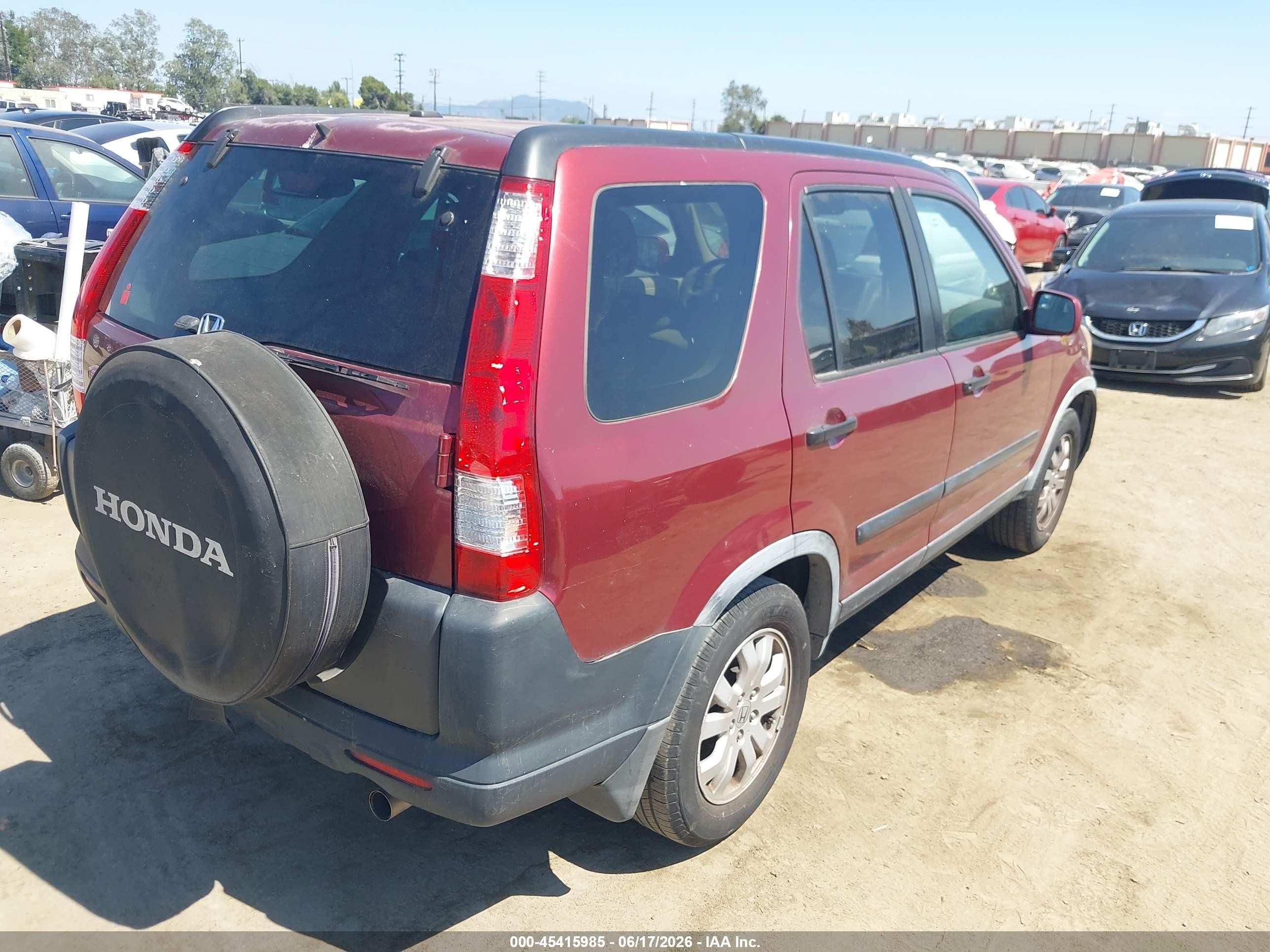 2006 Honda Cr-v Ex Burgundy vin: JHLRD68876C027795