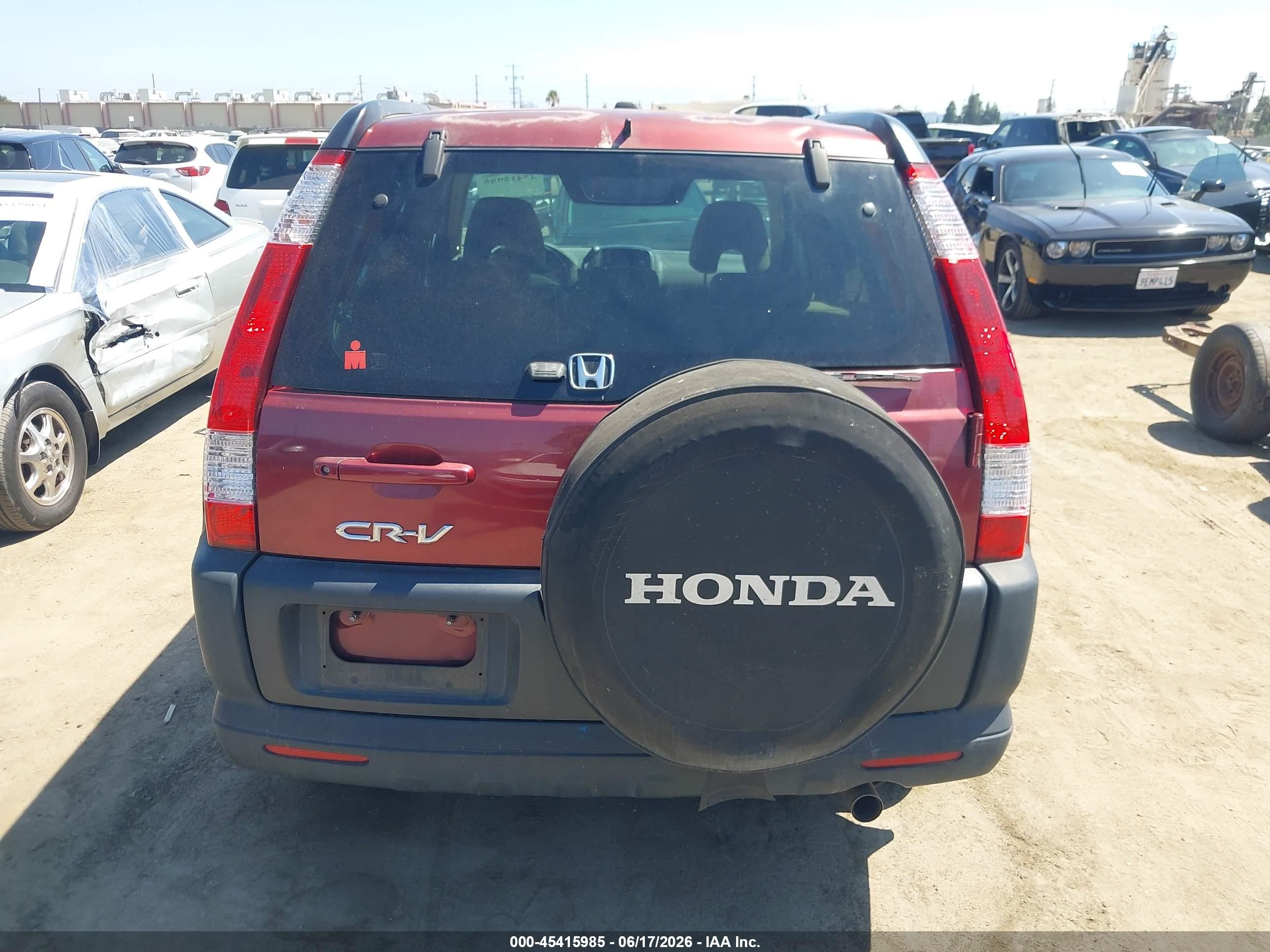 2006 Honda Cr-v Ex Burgundy vin: JHLRD68876C027795
