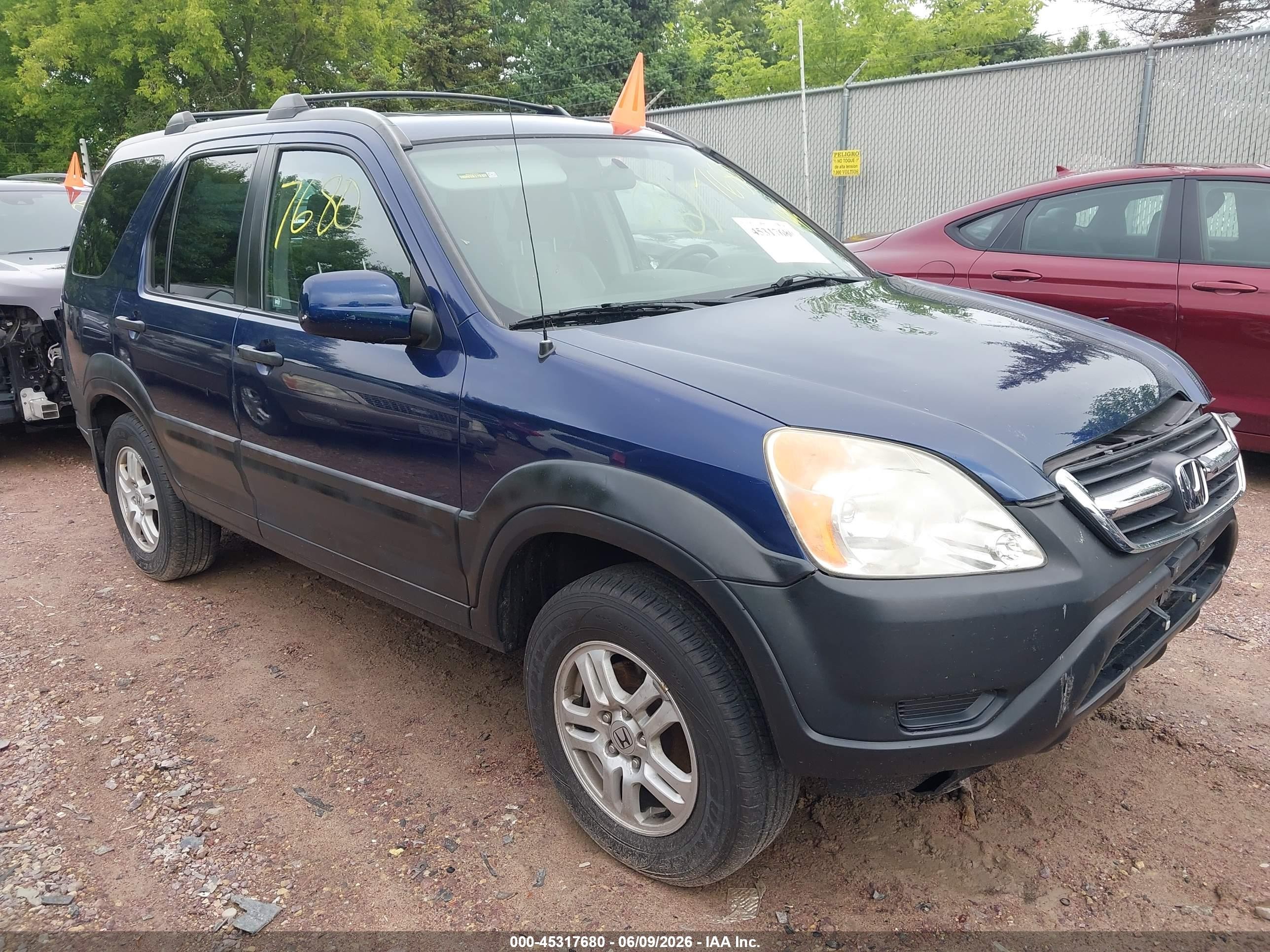 2003 Honda Cr-v Ex Blue vin: JHLRD77863C045398