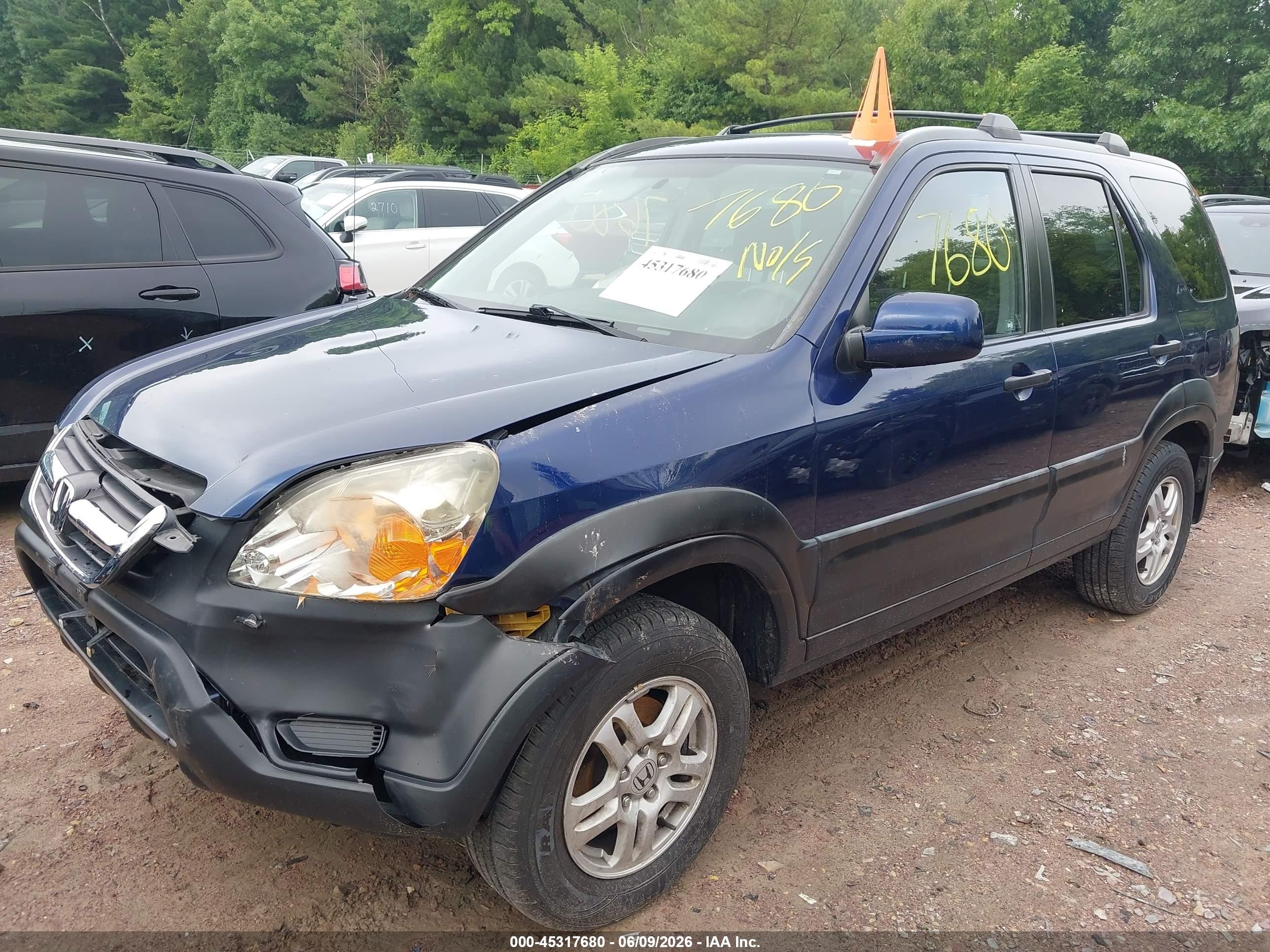 2003 Honda Cr-v Ex Blue vin: JHLRD77863C045398