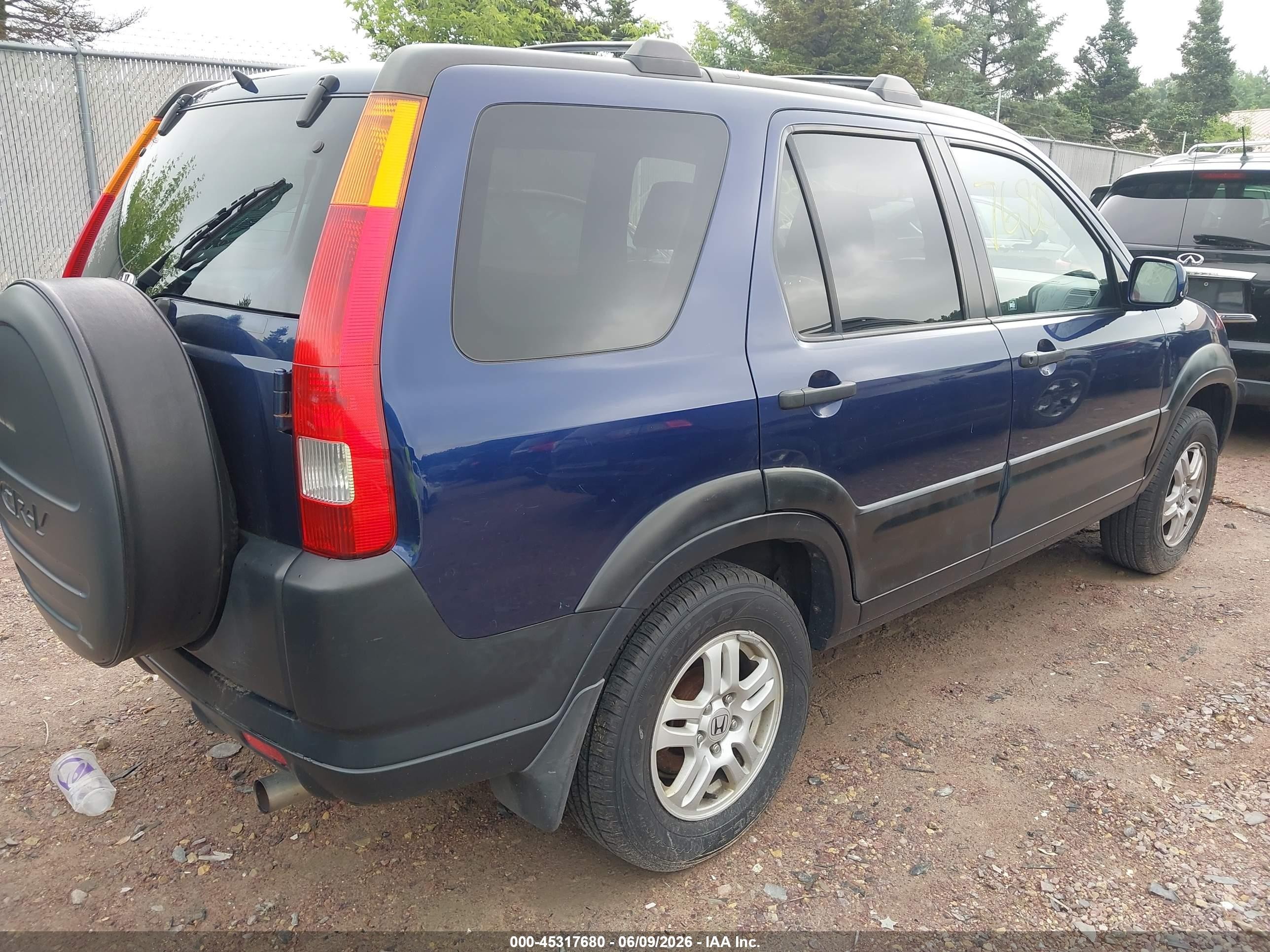 2003 Honda Cr-v Ex Blue vin: JHLRD77863C045398