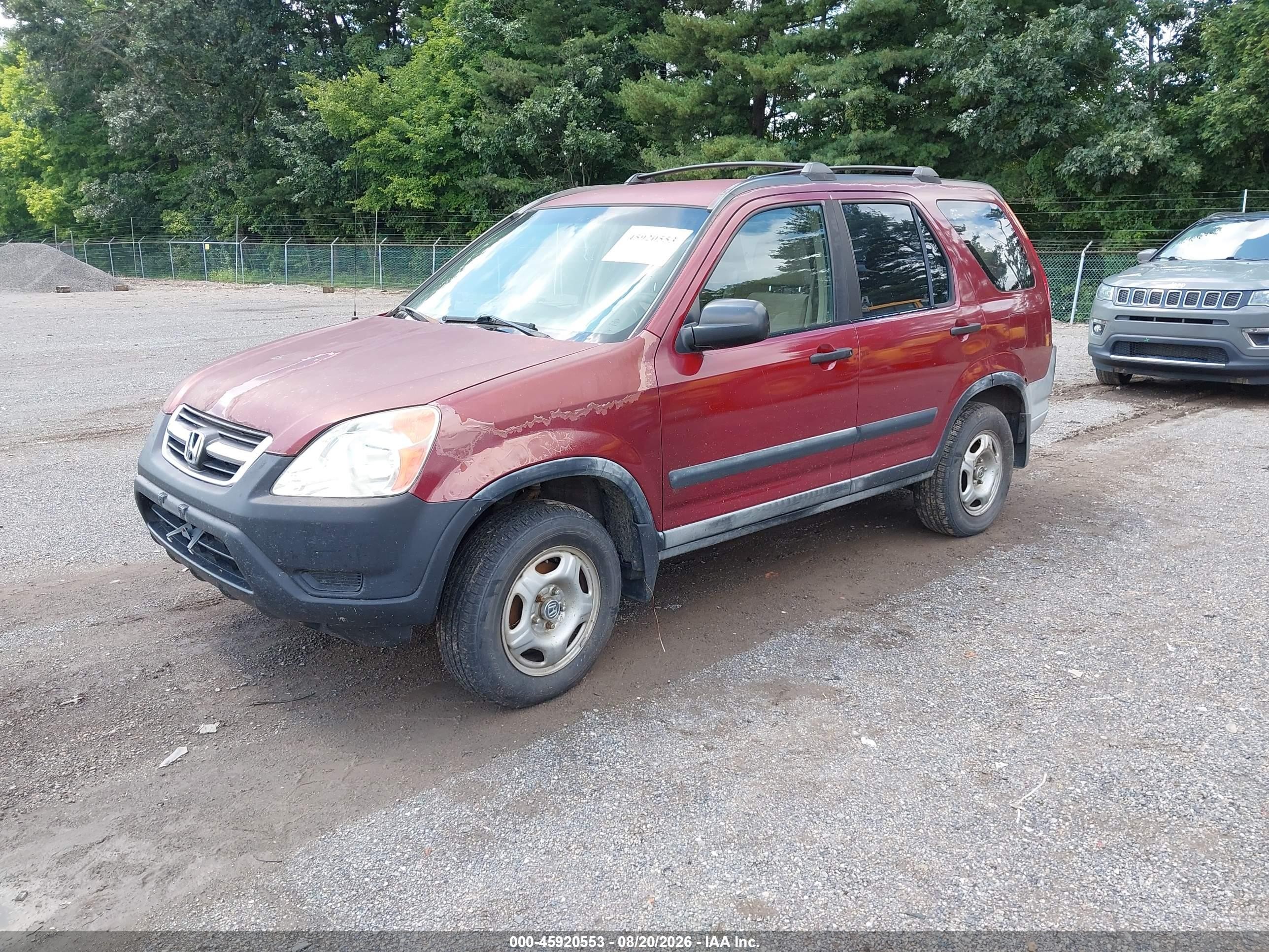 2002 Honda Cr-v Lx Burgundy vin: JHLRD78462C045802