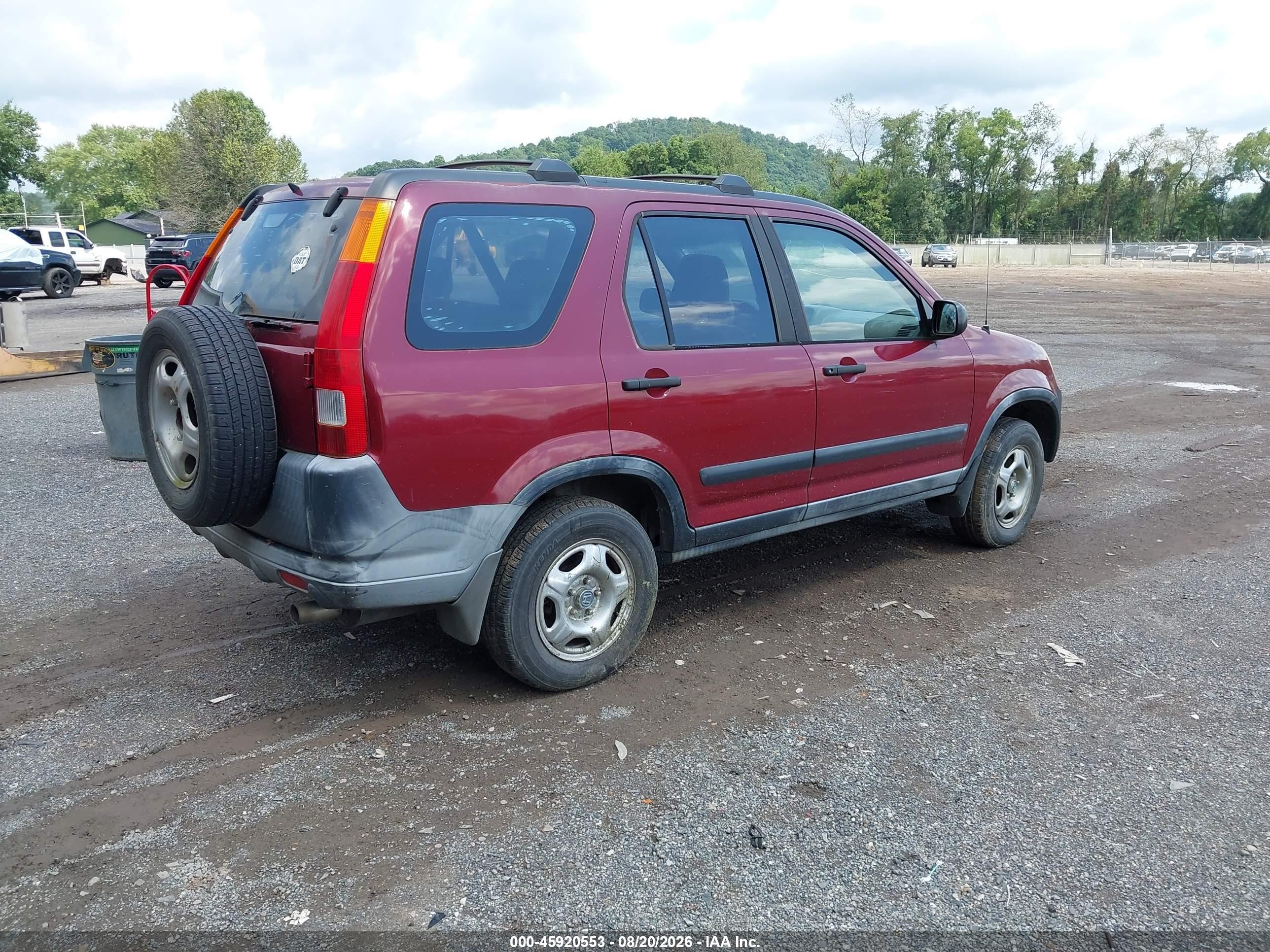 2002 Honda Cr-v Lx Burgundy vin: JHLRD78462C045802