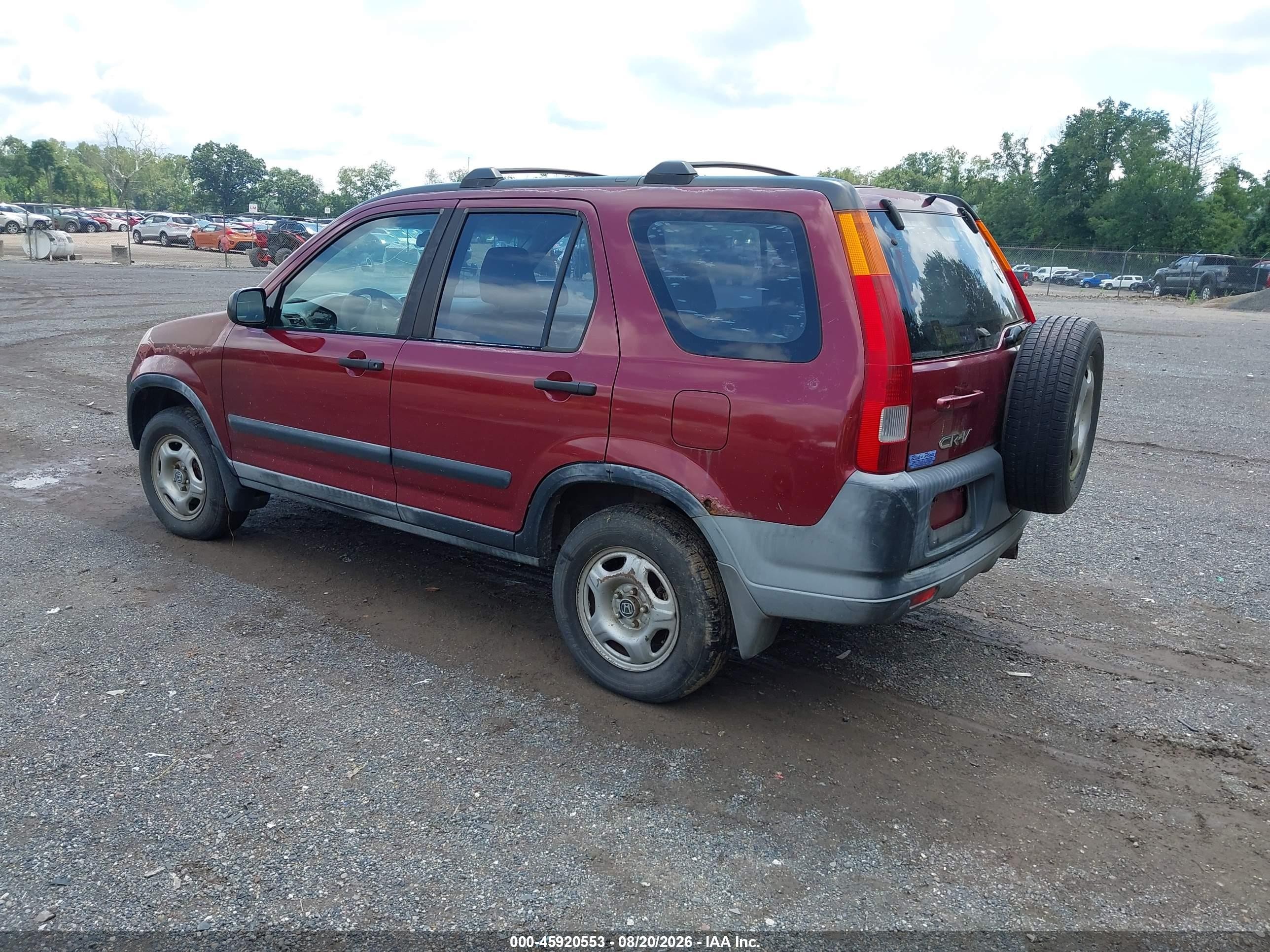 2002 Honda Cr-v Lx Burgundy vin: JHLRD78462C045802