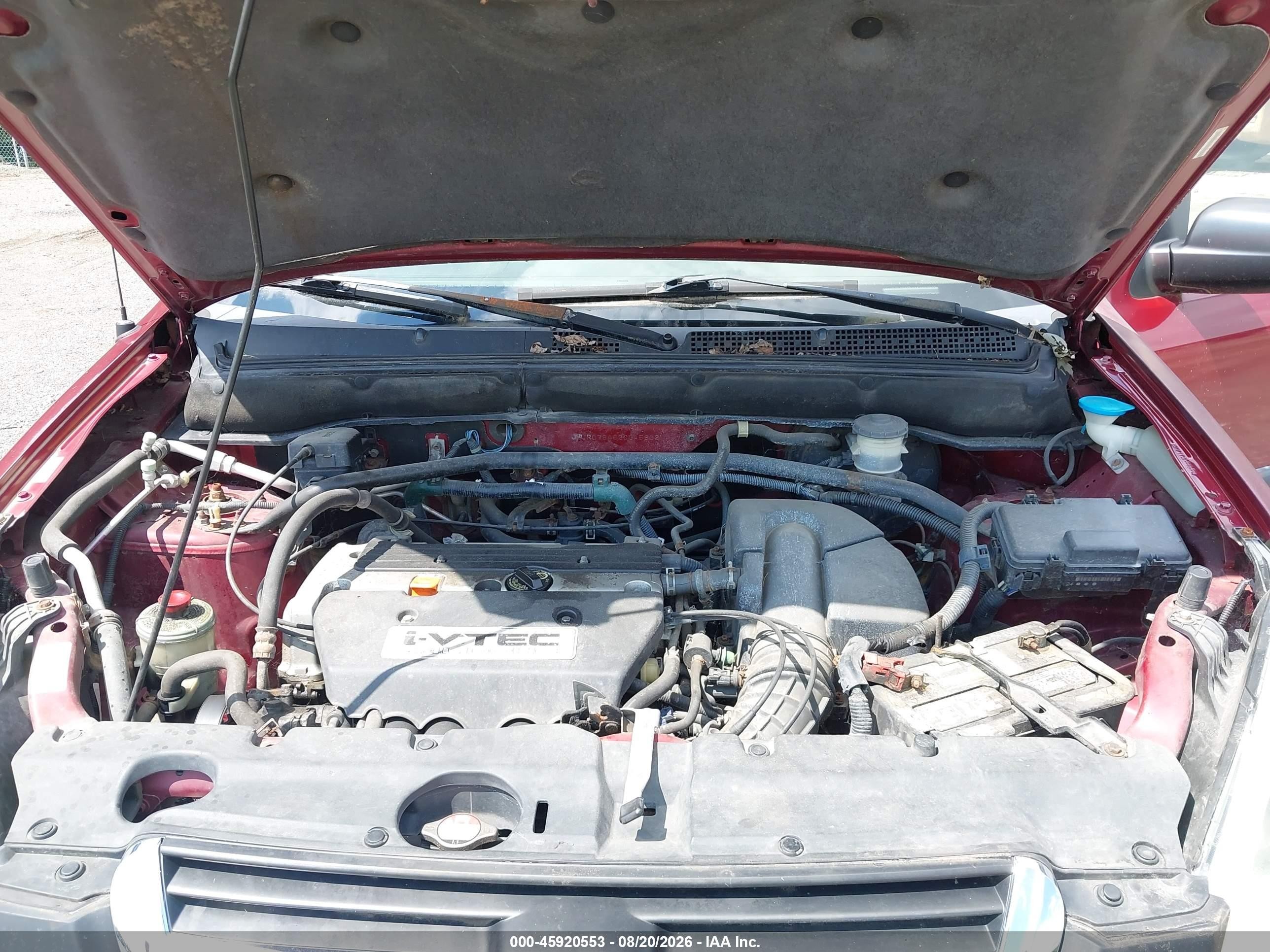 2002 Honda Cr-v Lx Burgundy vin: JHLRD78462C045802