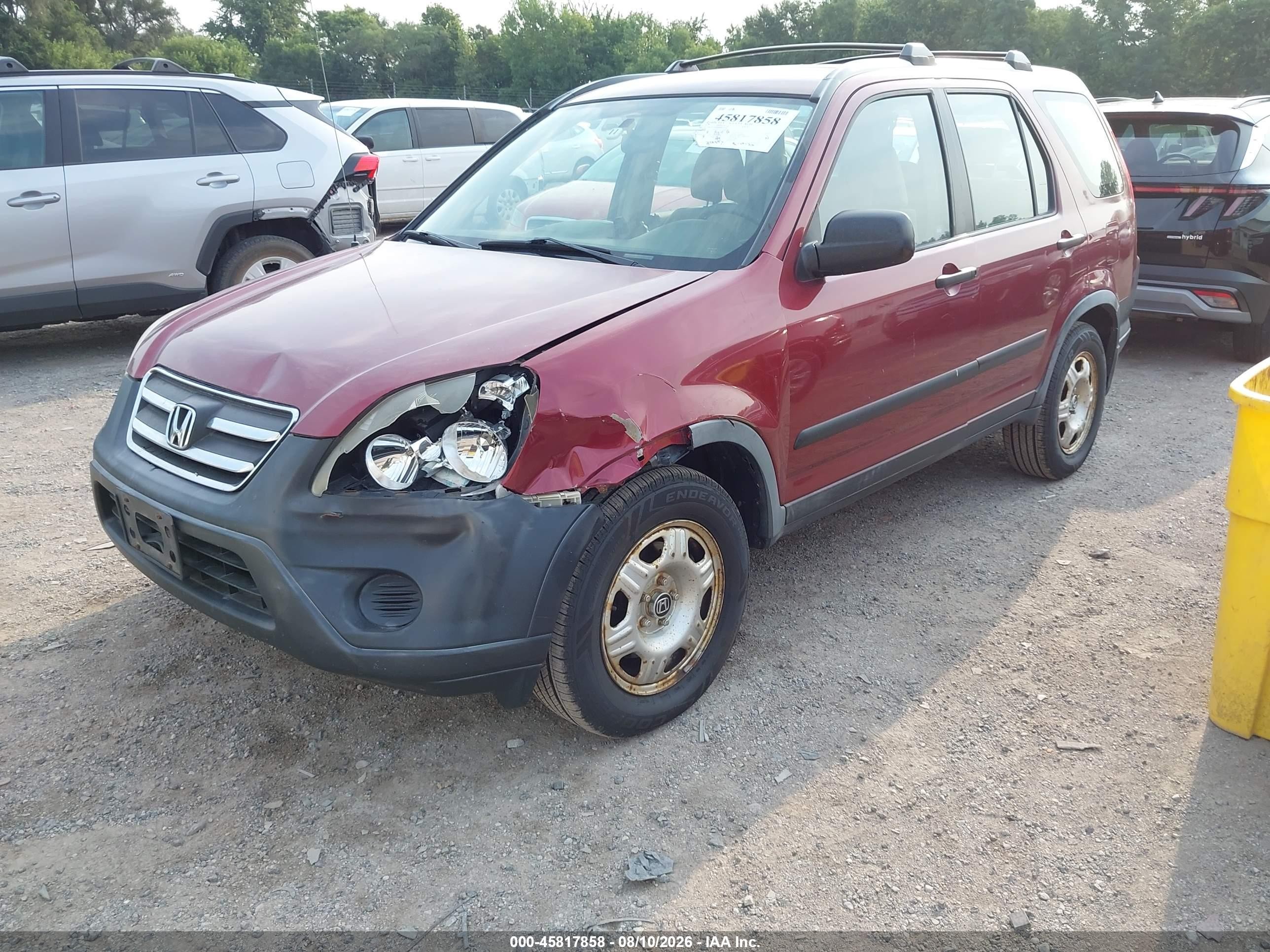2006 Honda Cr-v Lx Maroon vin: JHLRD78546C045893
