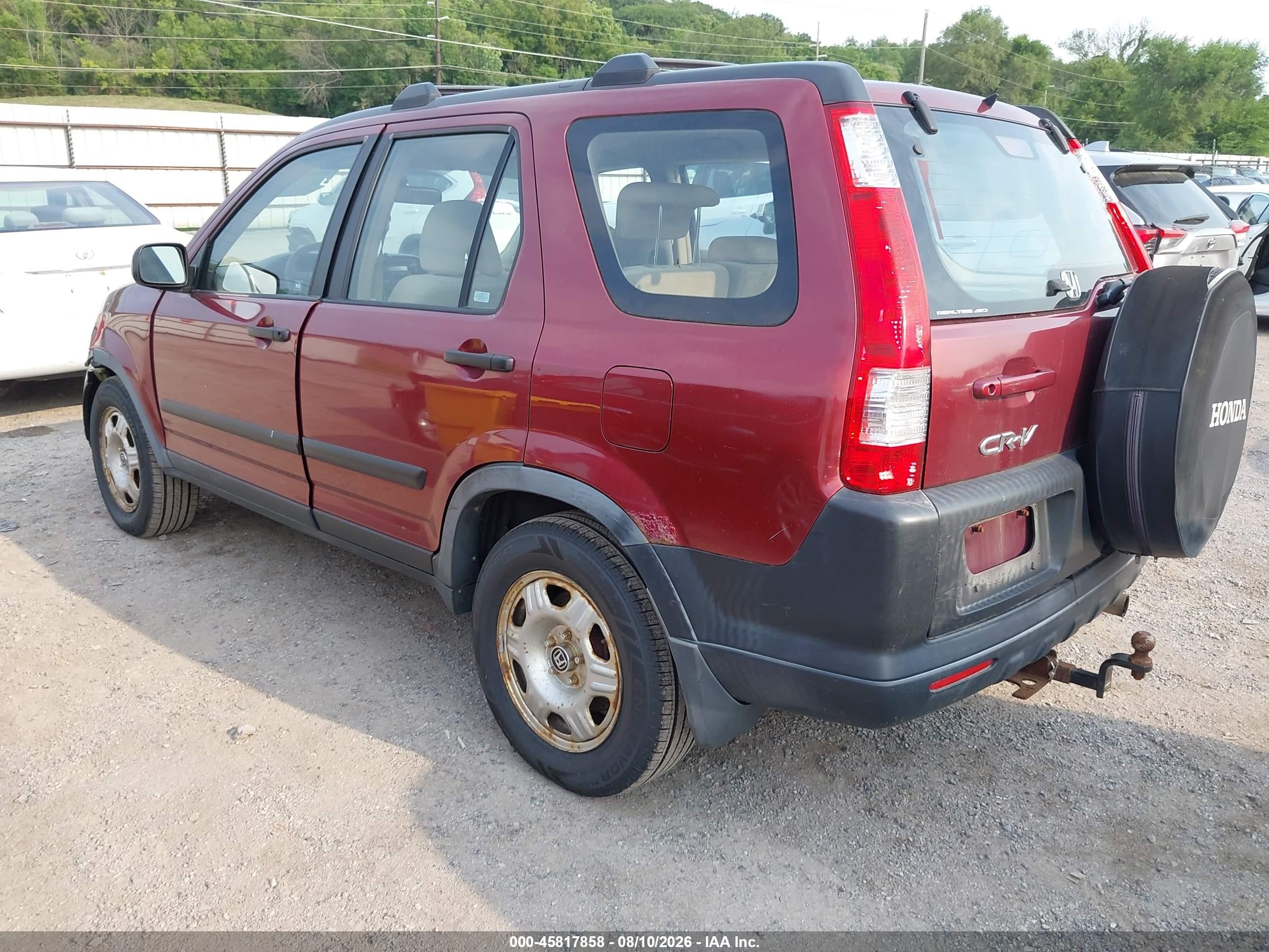 2006 Honda Cr-v Lx Maroon vin: JHLRD78546C045893