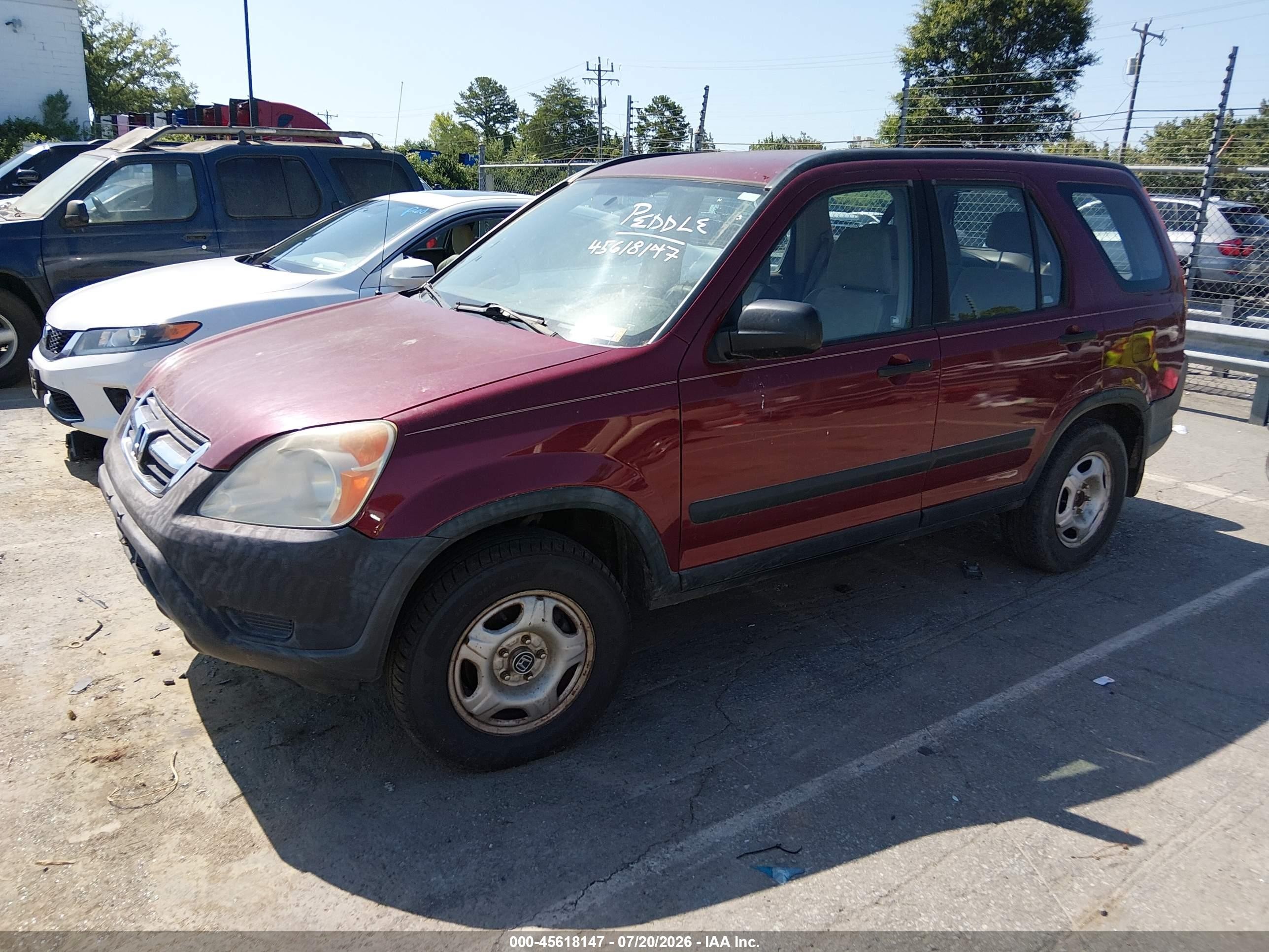 2003 Honda Cr-v Lx Burgundy vin: JHLRD785X3C011193