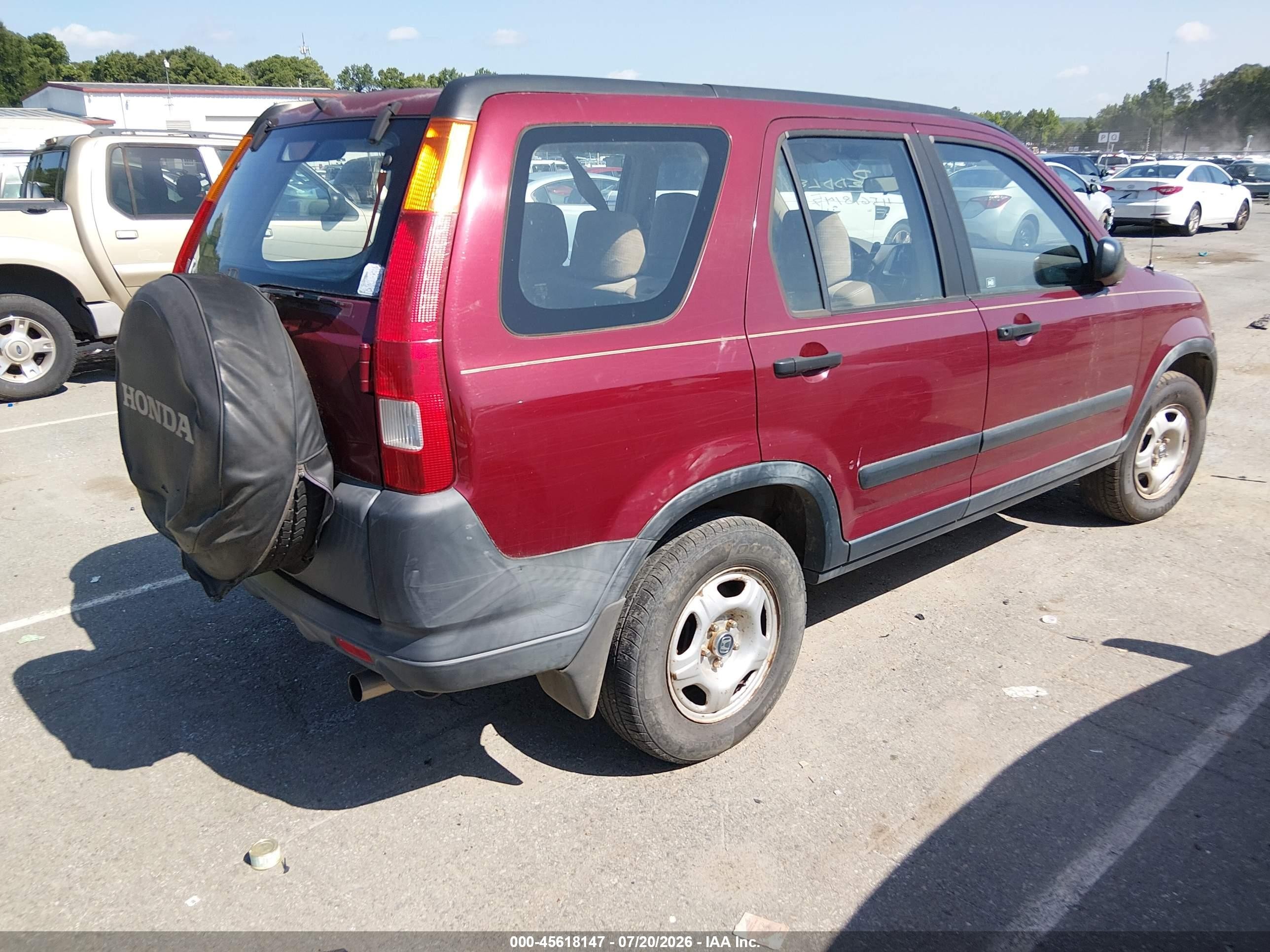 2003 Honda Cr-v Lx Burgundy vin: JHLRD785X3C011193