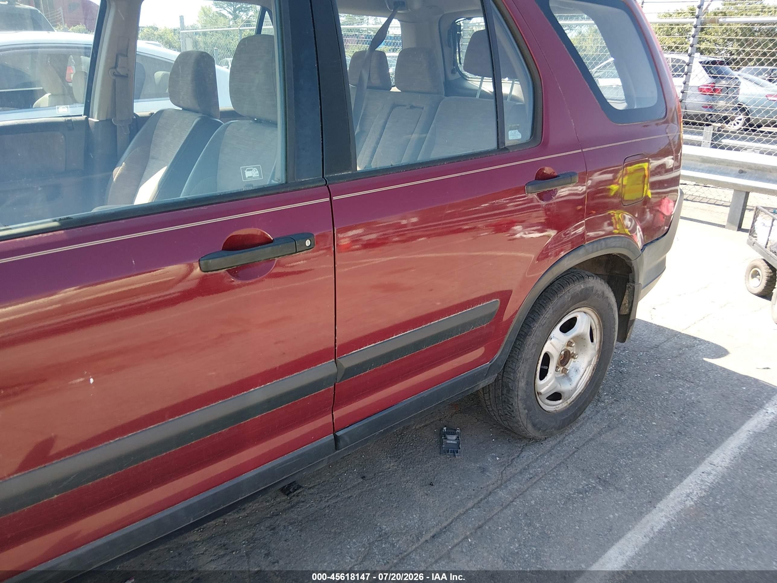 2003 Honda Cr-v Lx Burgundy vin: JHLRD785X3C011193