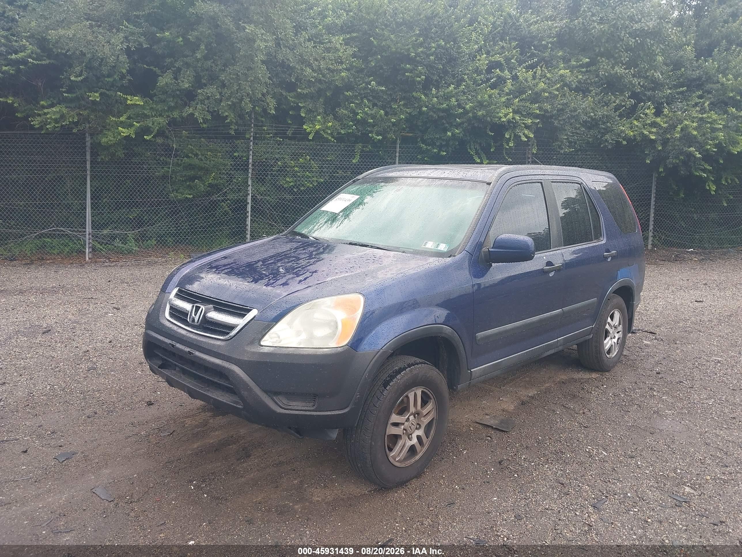 2002 Honda Cr-v Ex Blue vin: JHLRD78812C011317