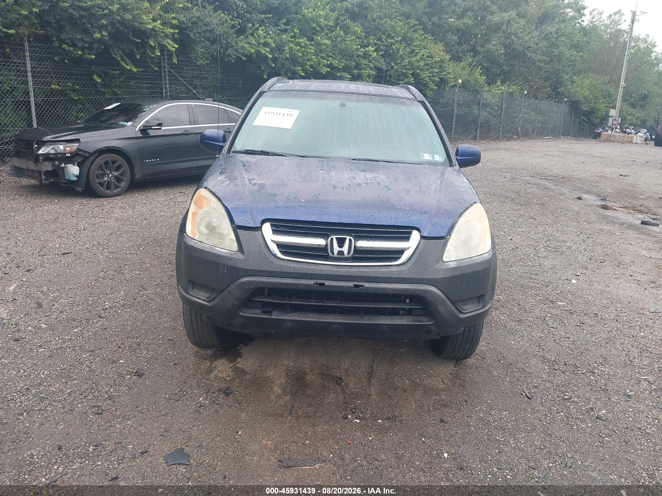 2002 Honda Cr-v Ex Blue vin: JHLRD78812C011317