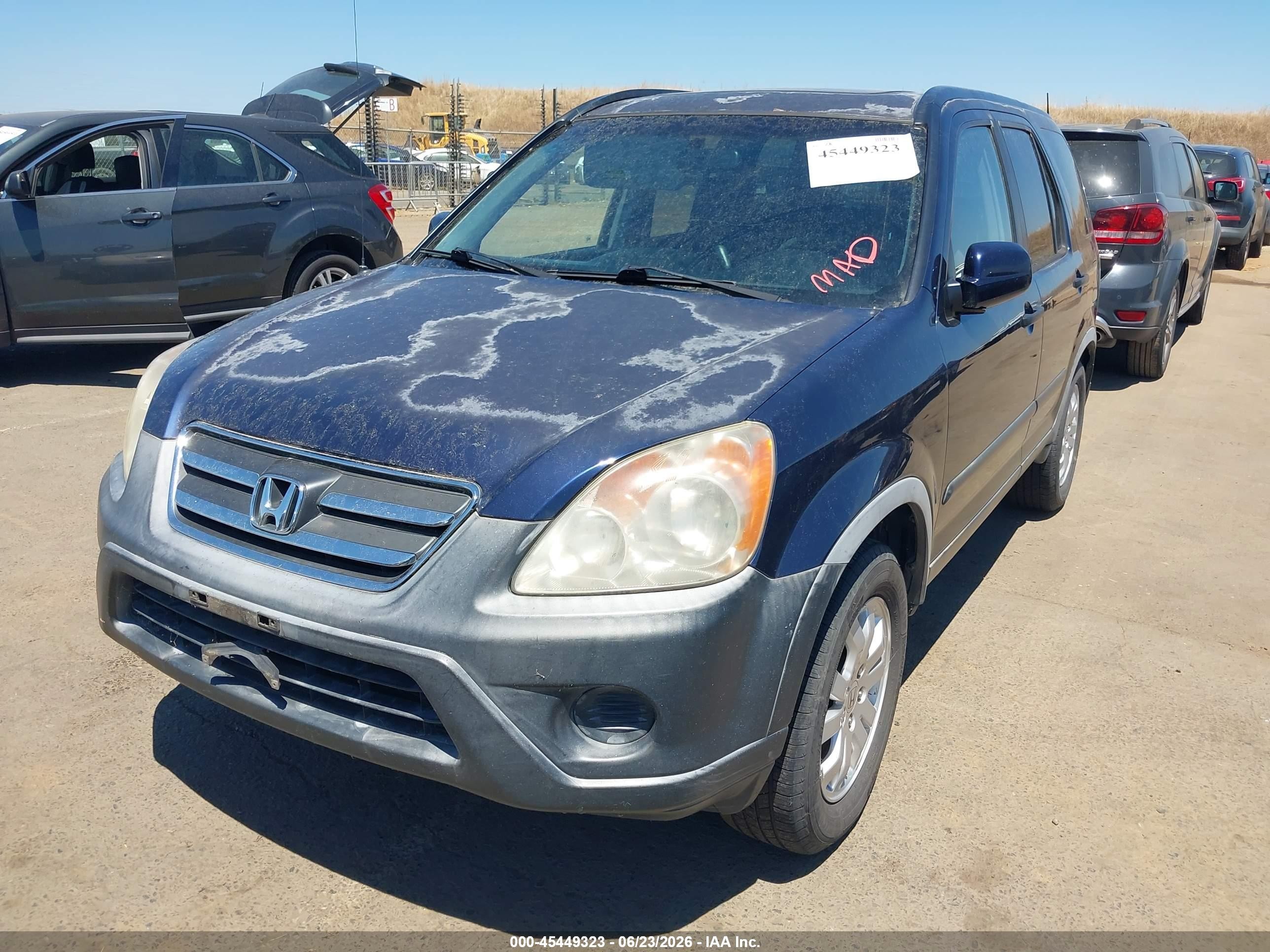 2006 Honda Cr-v Ex Blue vin: JHLRD78826C062475