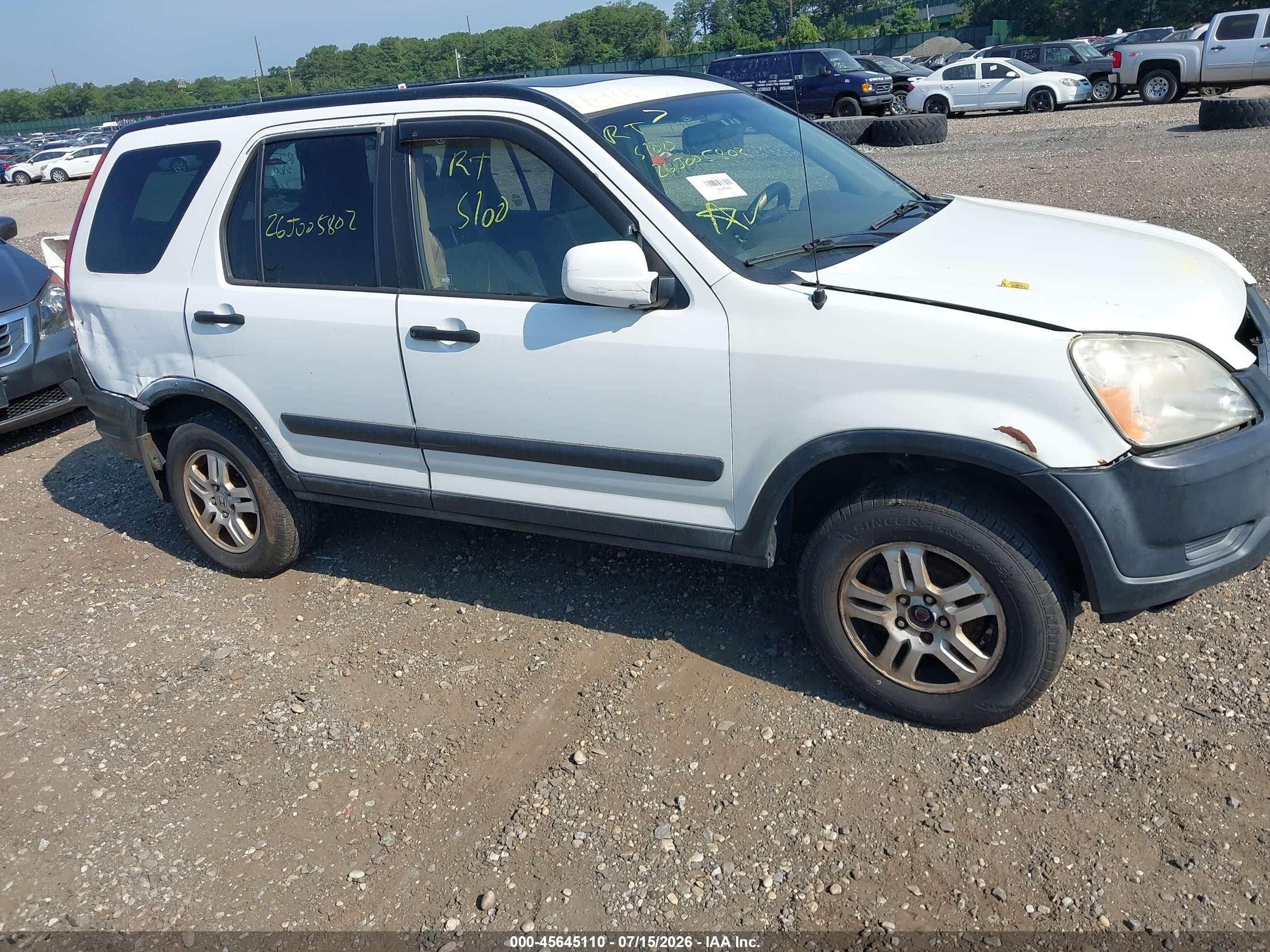 2002 Honda Cr-v Ex White vin: JHLRD78832C061488