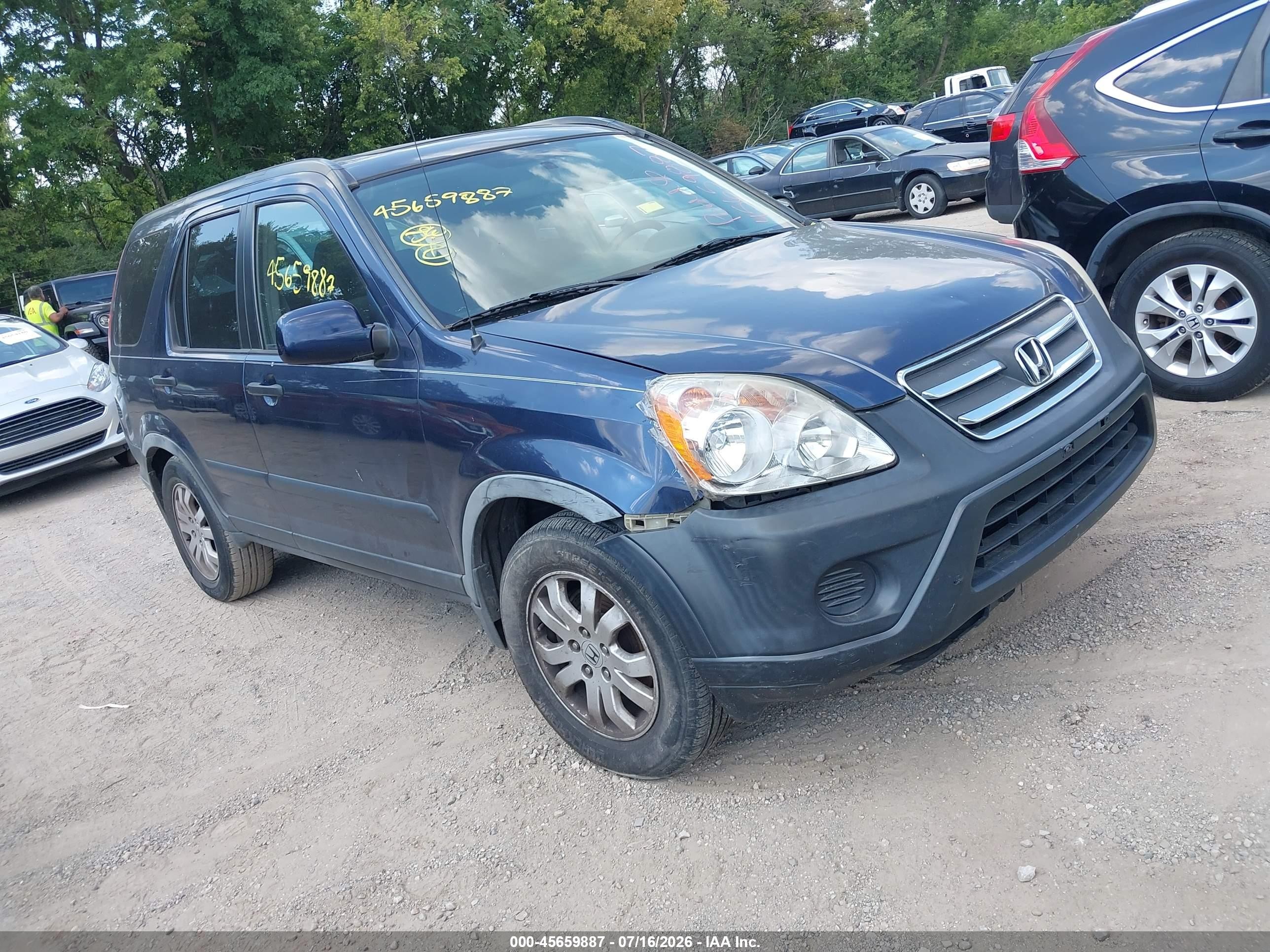 2006 Honda Cr-v Ex Blue vin: JHLRD78836C034992