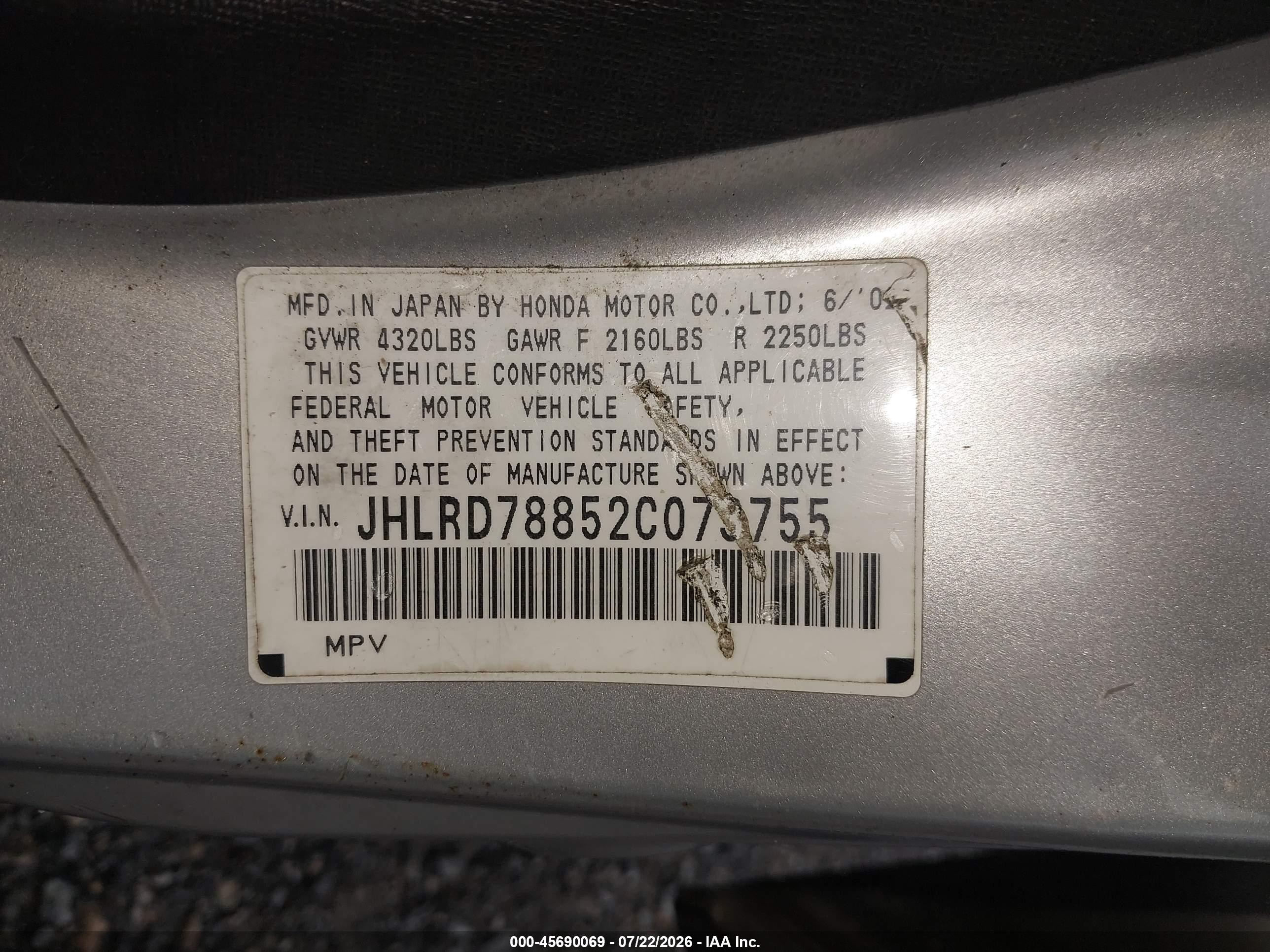 2002 Honda Cr-v Ex Silver vin: JHLRD78852C073755