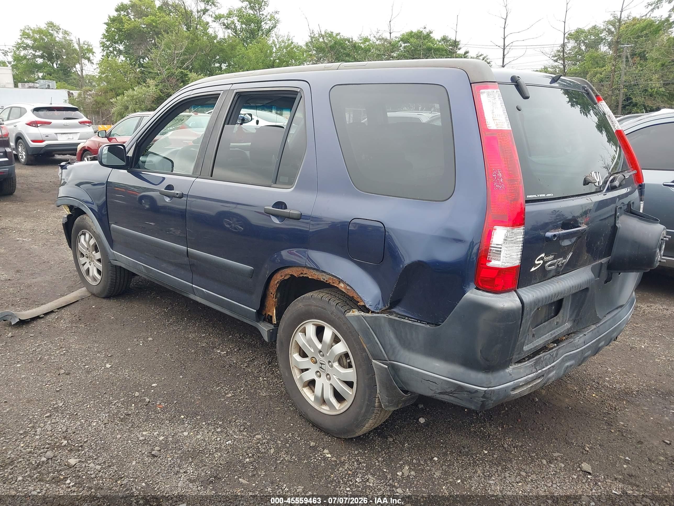 2006 Honda Cr-v Ex Blue vin: JHLRD78856C005591