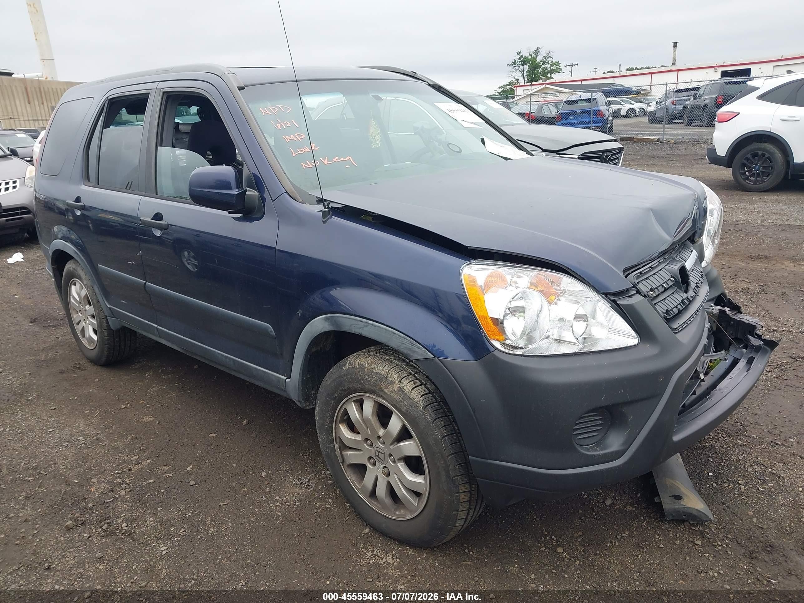 2006 Honda Cr-v Ex Blue vin: JHLRD78856C005591