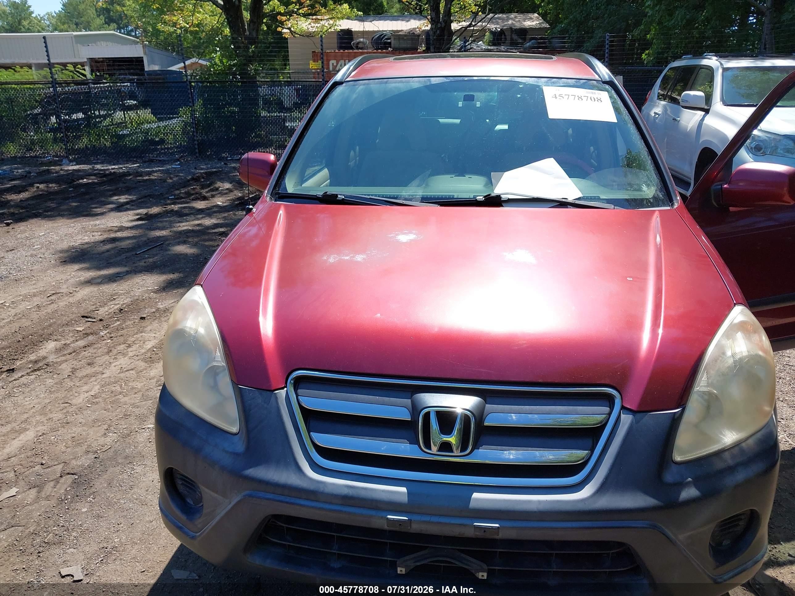 2006 Honda Cr-v Ex Burgundy vin: JHLRD78856C015828